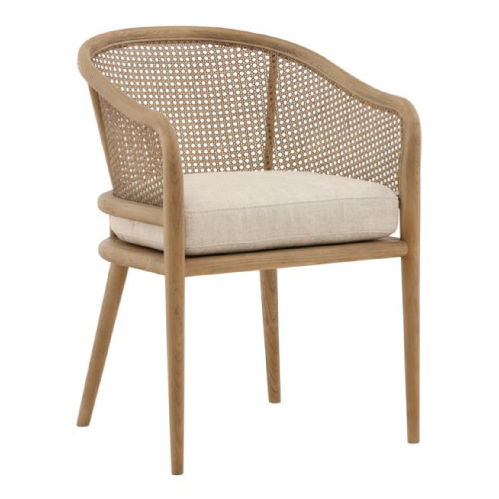 Outside The Box Camile 100% Beige Linen Fabric & Ash Wood Dining Chair