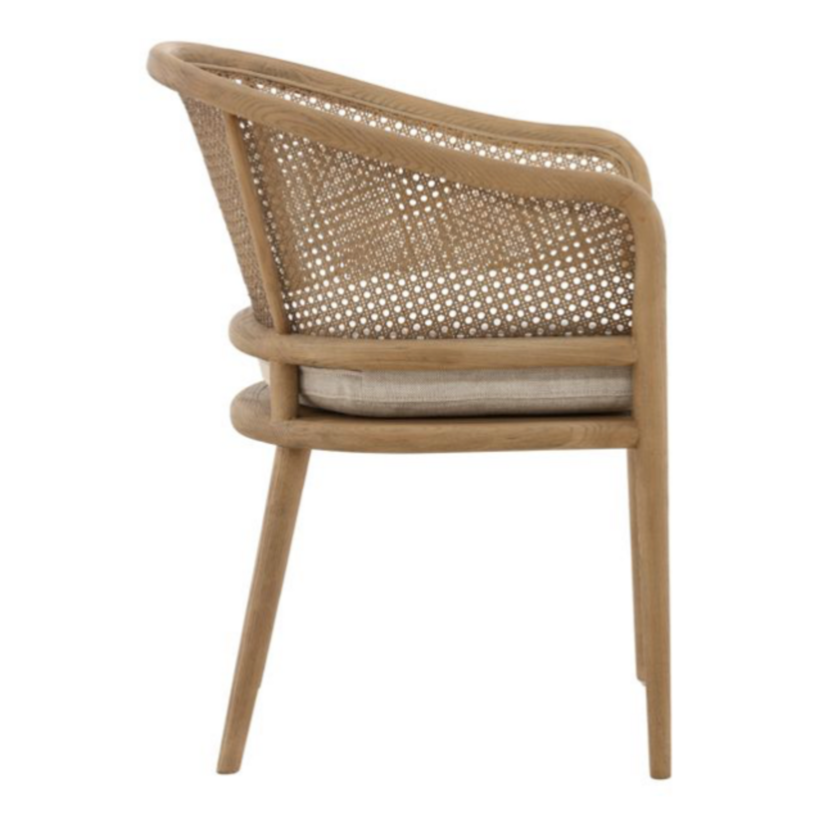 Outside The Box Camile 100% Beige Linen Fabric & Ash Wood Dining Chair