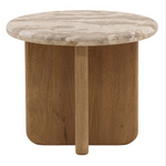 Outside The Box 24x20 Layna Tendu Marble & Solid Mango Wood Side Table