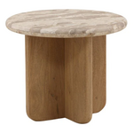 Outside The Box 24x20 Layna Tendu Marble & Solid Mango Wood Side Table