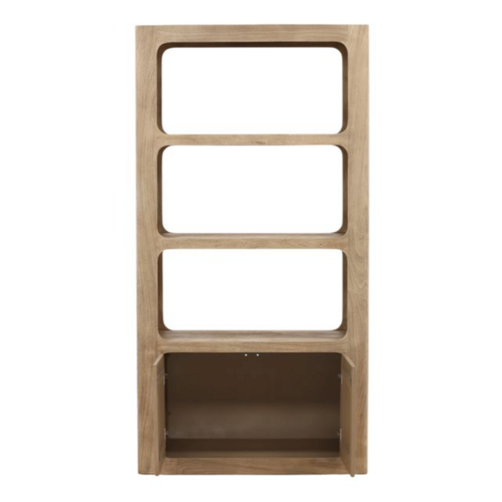 Outside The Box 84x19x43 Leandra Acacia Solid Wood 2 Door Bookcase In Weathered Natural