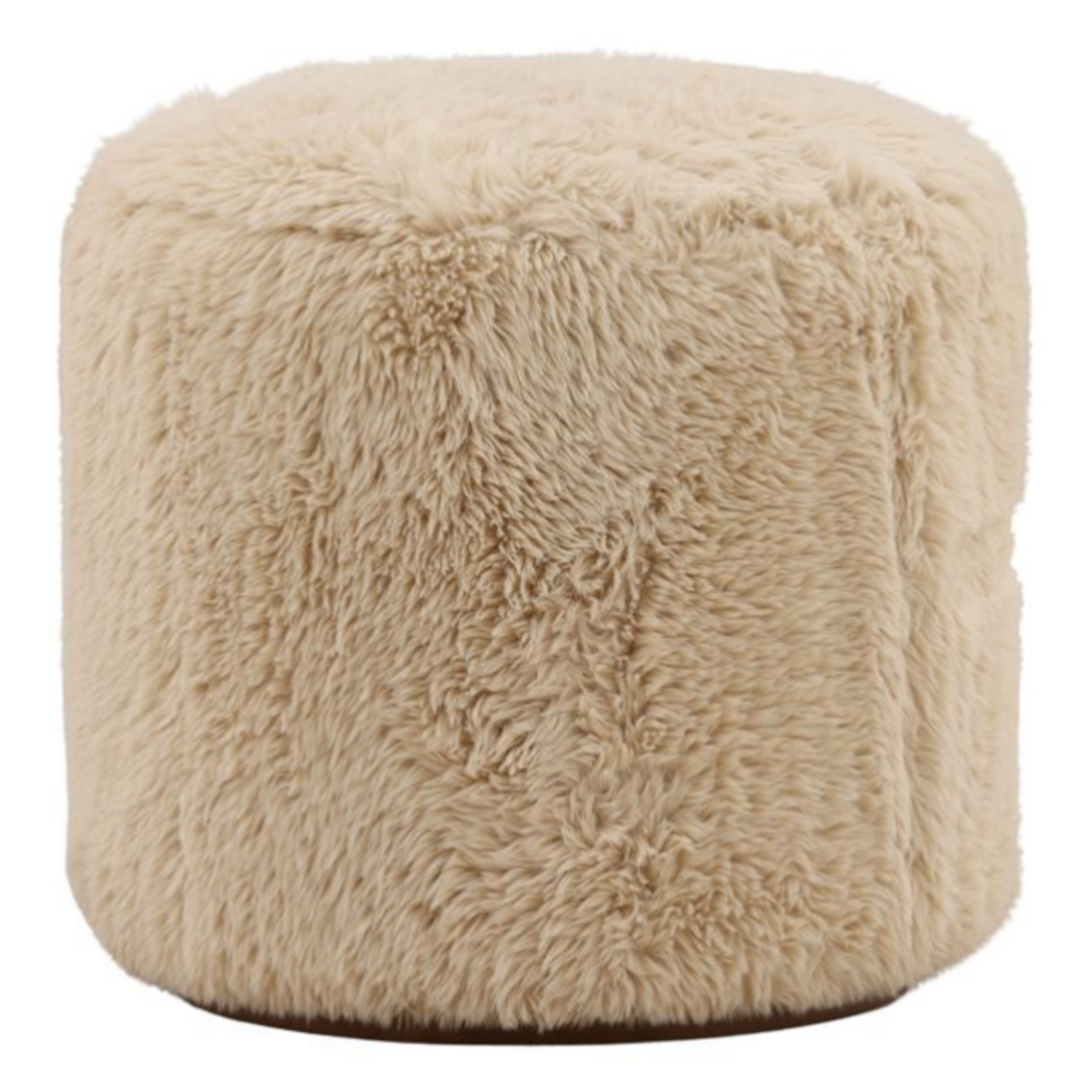Outside The Box 18x18 Anniston 100% Polyester Faux Fur & Rubber Wood Base Ottoman