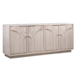 Outside The Box 79x18x34 Ampelle Reclaimed Pine Wood 4 Door Sideboard In Light Natural Brushed