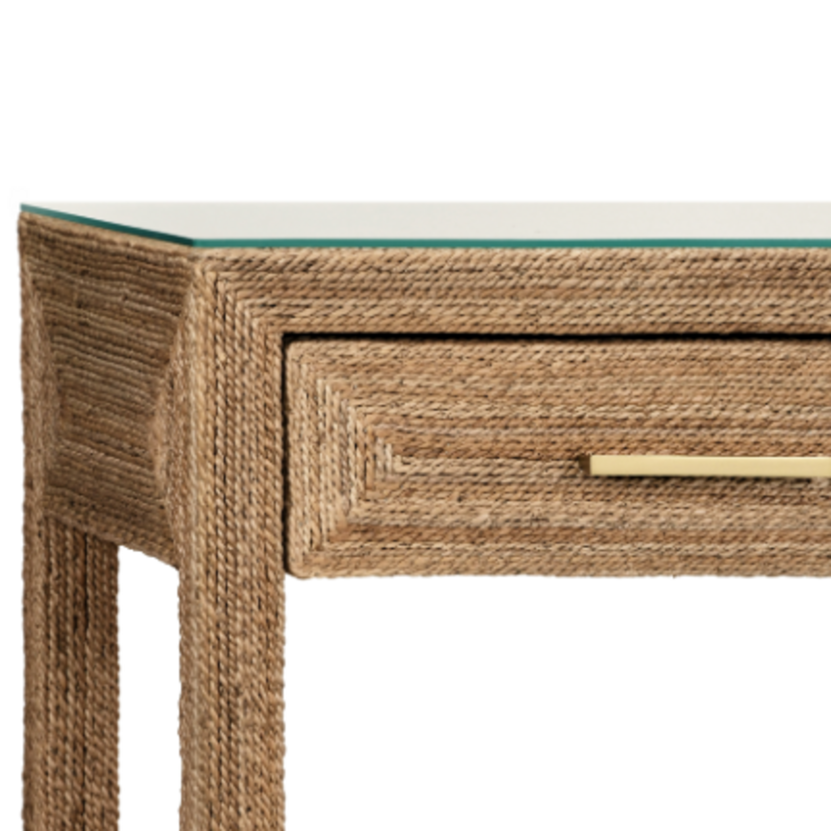 Outside The Box 68x16x34 Cassie Natural Wrapped Rope 3 Drawer Console W / Glass Top