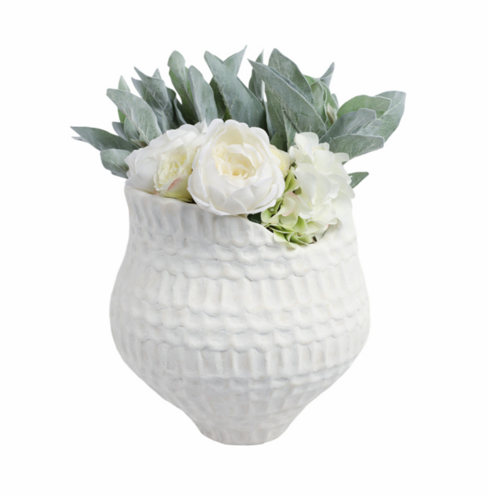 Outside The Box 12" Callan Ivory Textured Stoneware & Porcelain Vase