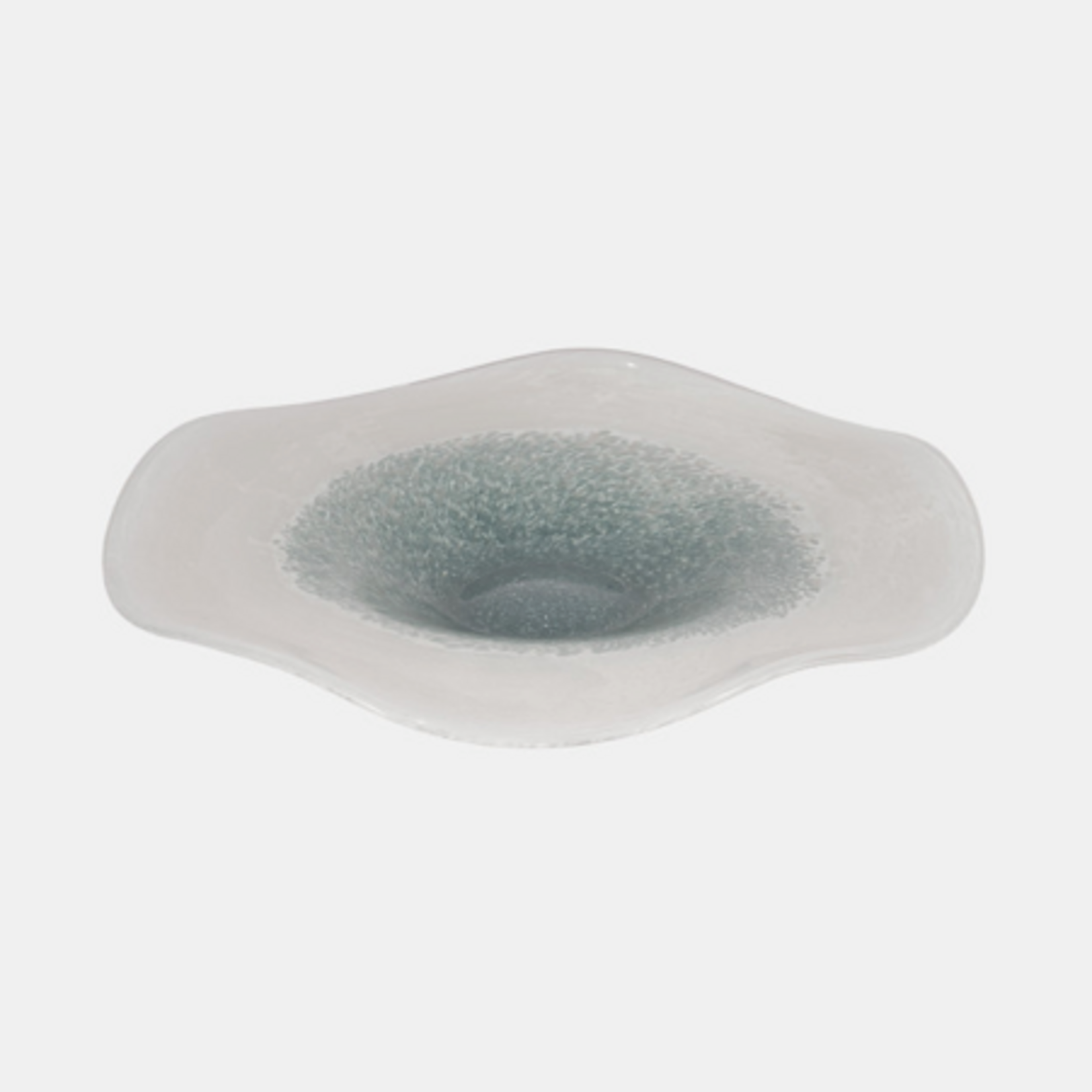 Outside The Box 12" Light Blue & White Waters Speckled Glass Bowl