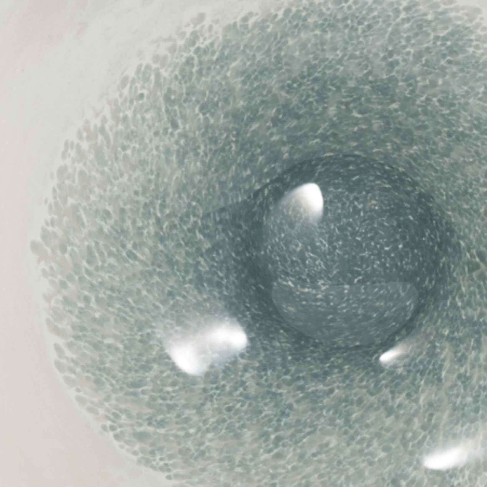 Outside The Box 12" Light Blue & White Waters Speckled Glass Bowl