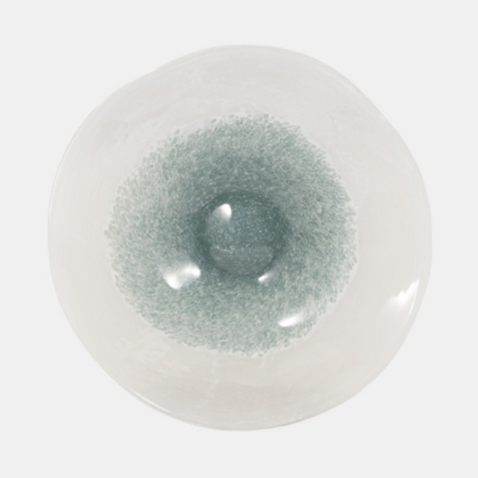 Outside The Box 12" Light Blue & White Waters Speckled Glass Bowl