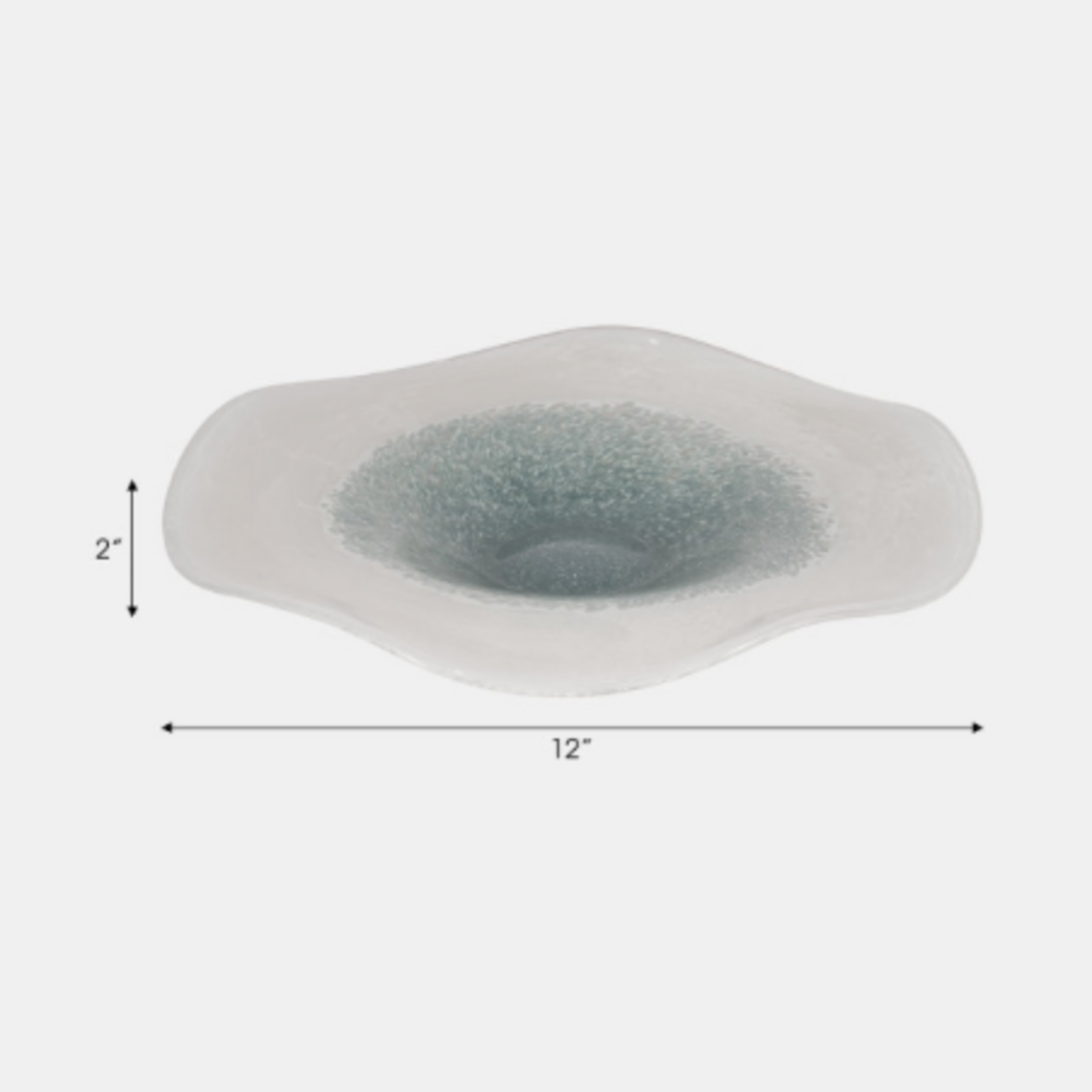 Outside The Box 12" Light Blue & White Waters Speckled Glass Bowl