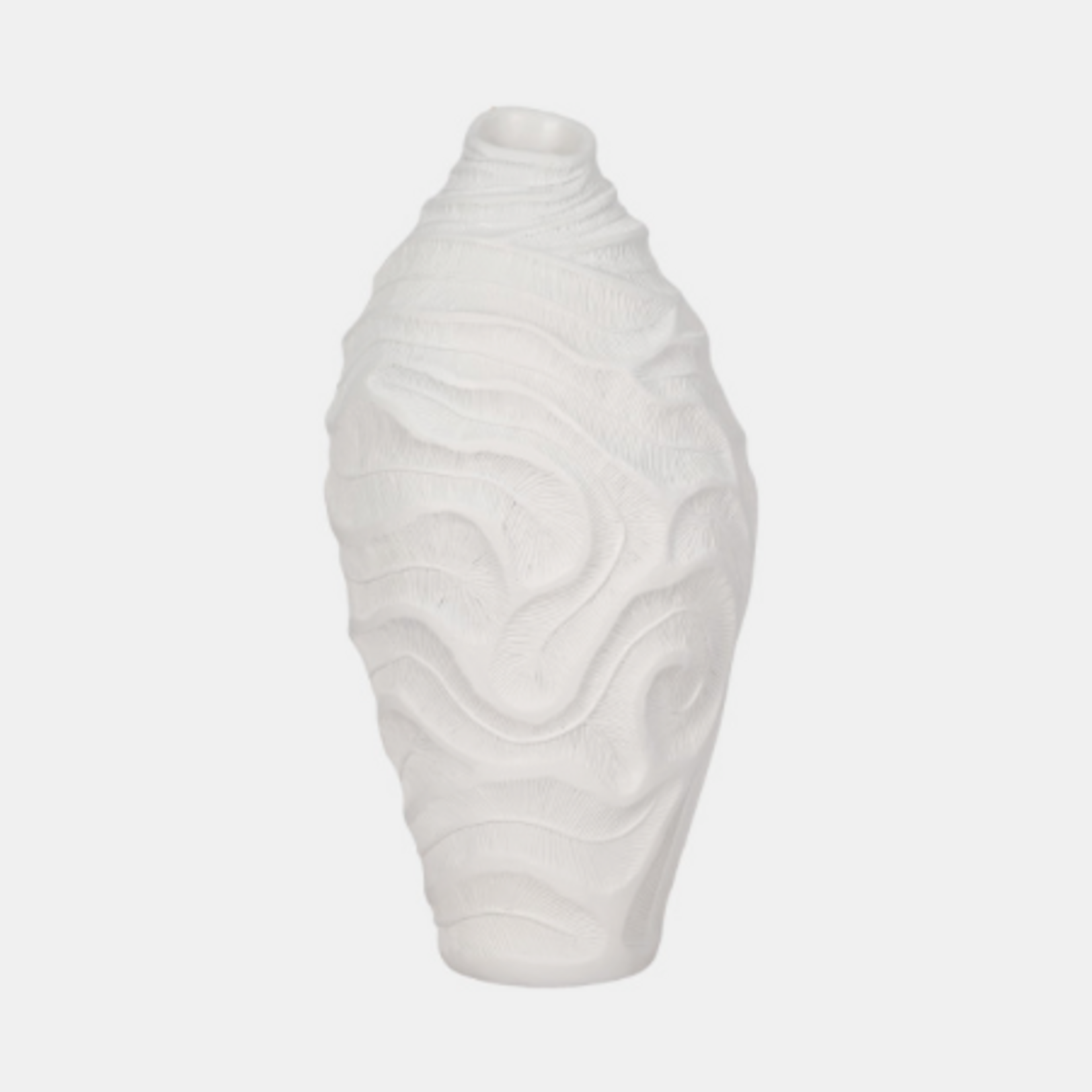 Outside The Box 16" White Coastal Coral Resin Vase