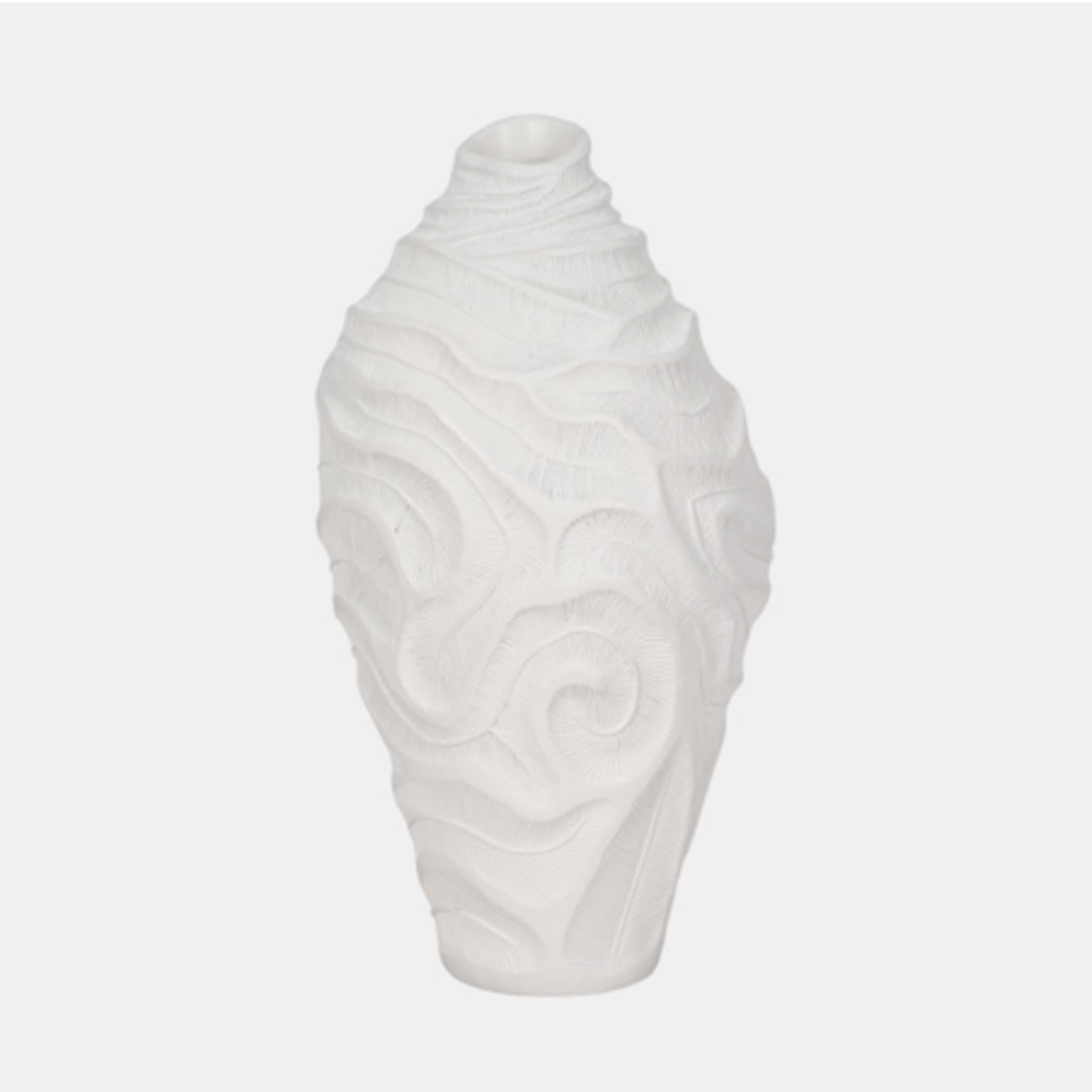Outside The Box 16" White Coastal Coral Resin Vase