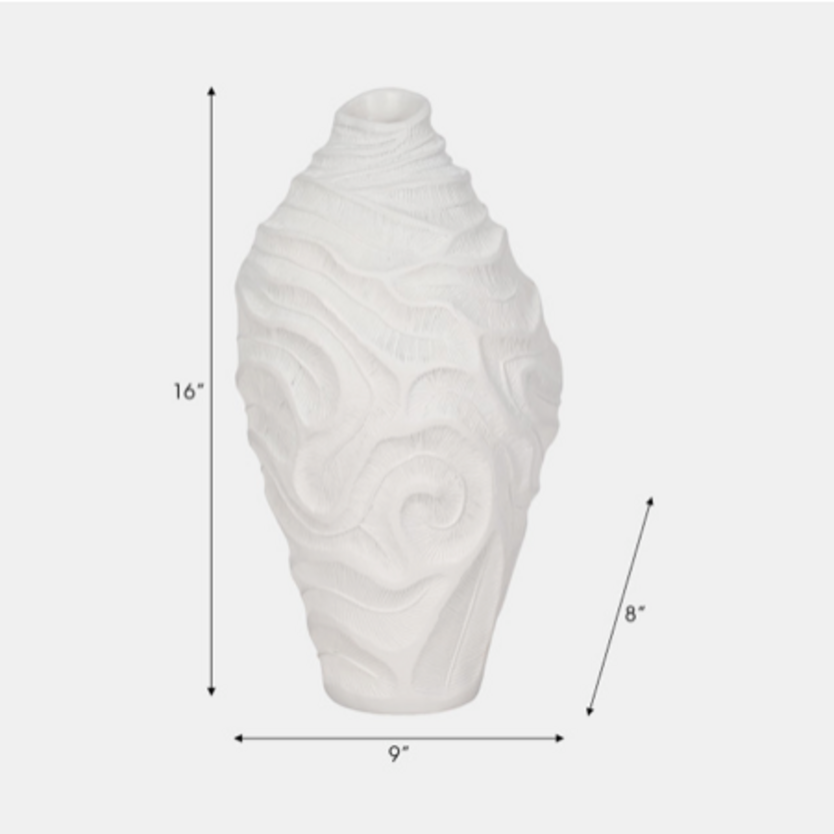 Outside The Box 16" White Coastal Coral Resin Vase