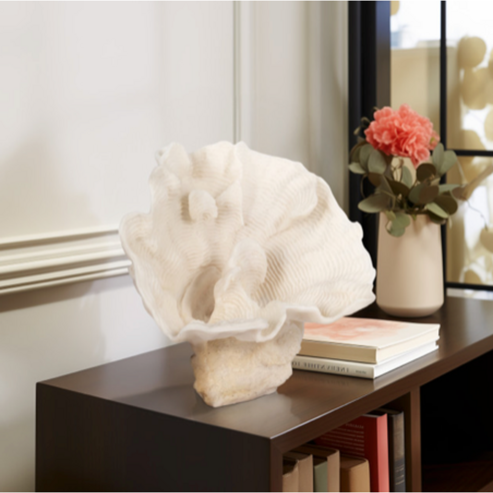 Outside The Box 12" Coastal Ivory Coral Fan  Resin Sculpture