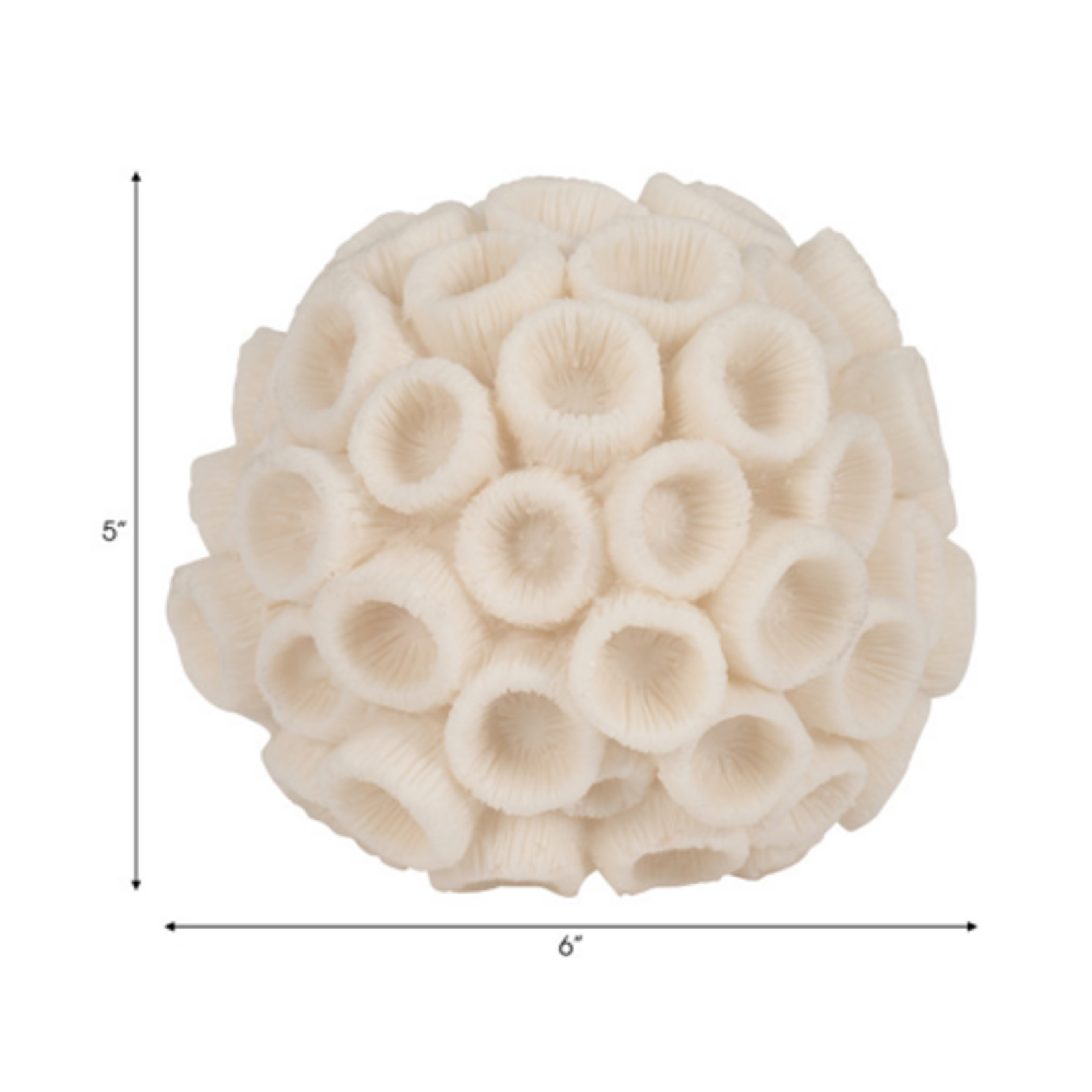 Outside The Box 6" Ivory Coastal Coral Resin Decorative Orb
