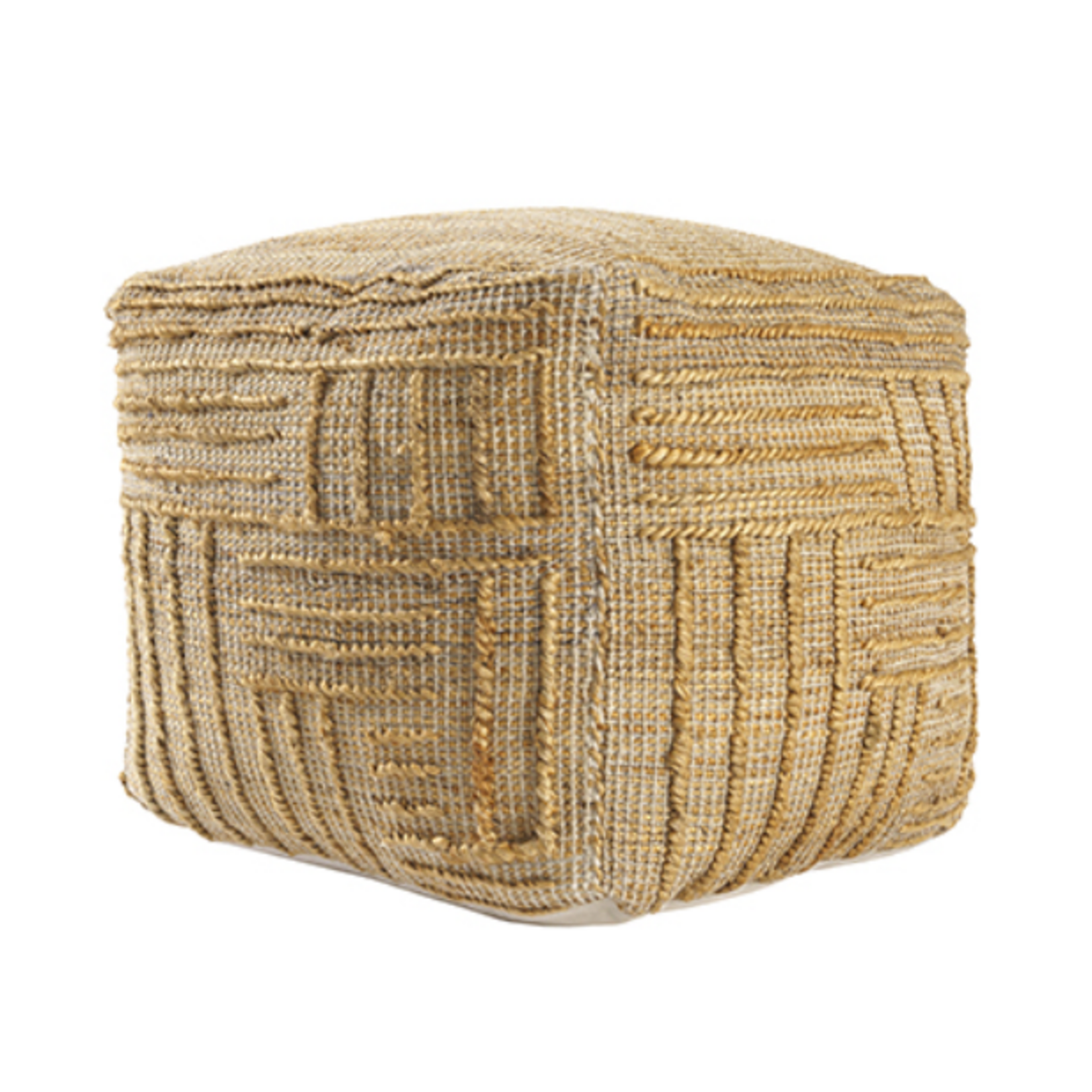 Outside The Box 18x18 Natural Hand Woven Jute Blend  Square Ottoman / Pouf
