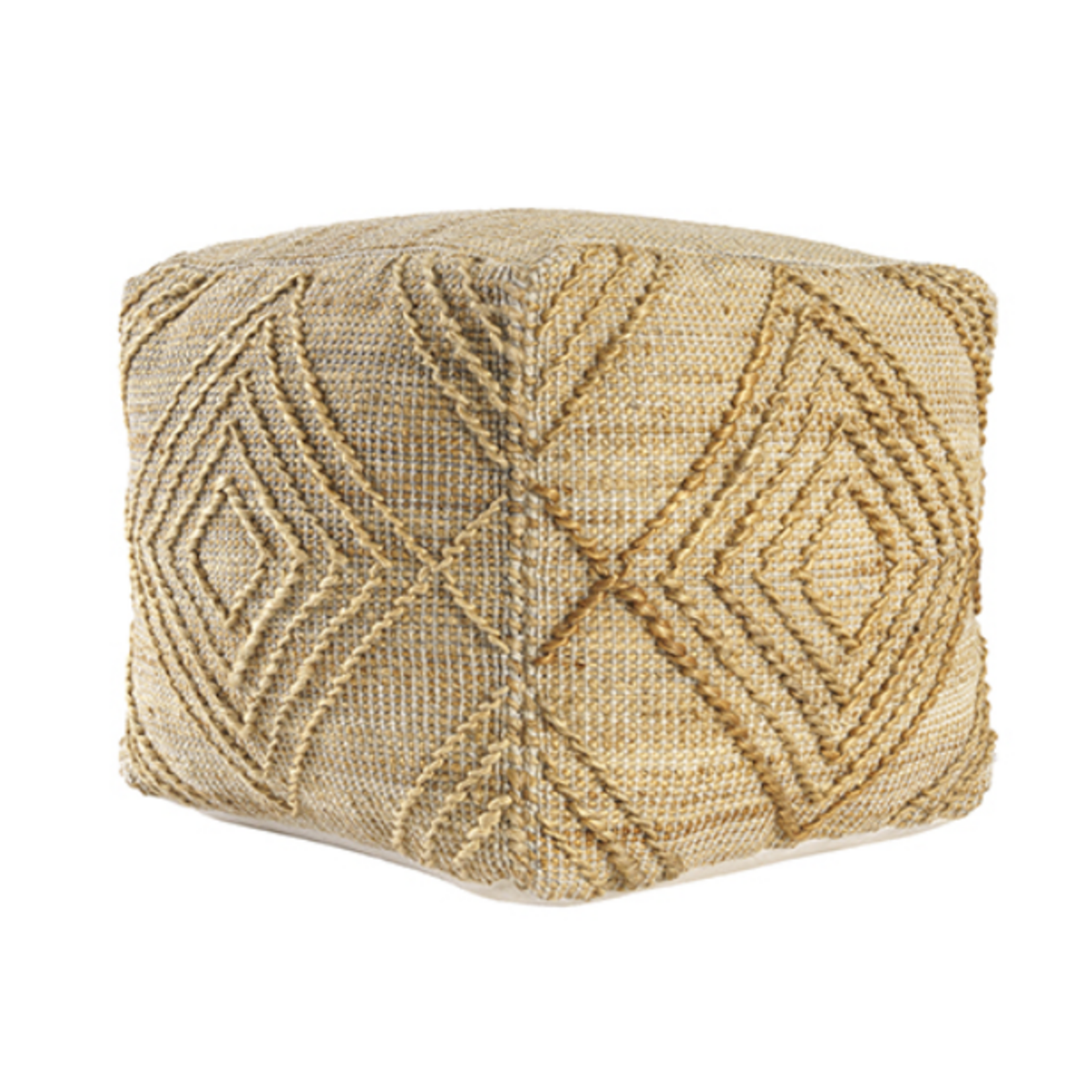 Outside The Box 18x18 Diamond Natural Hand Woven Jute Blend  Square Ottoman / Pouf
