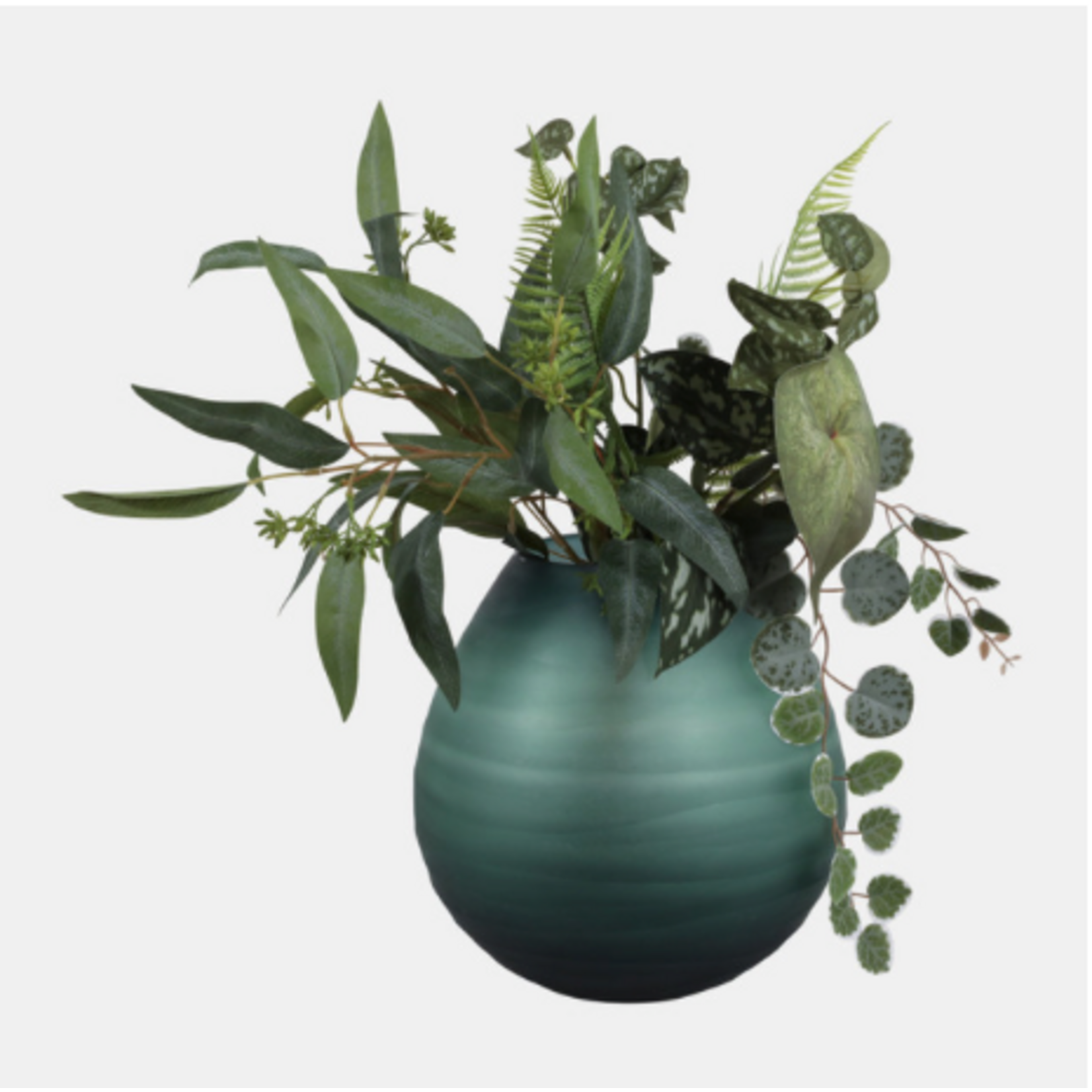 Outside The Box 10" Blue Etched Glass Vase