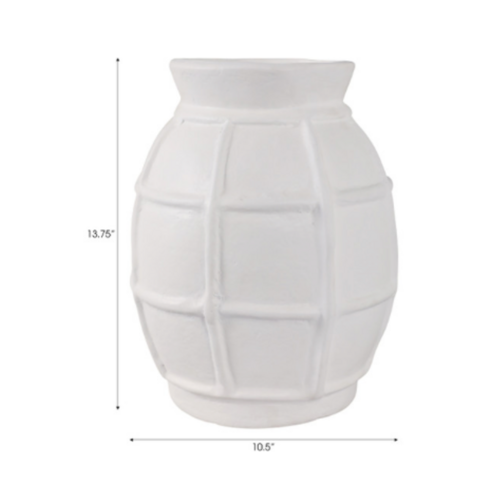 Outside The Box 14" Windowpane Paper Mache Ivory Vase