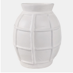 Outside The Box 14" Windowpane Paper Mache Ivory Vase