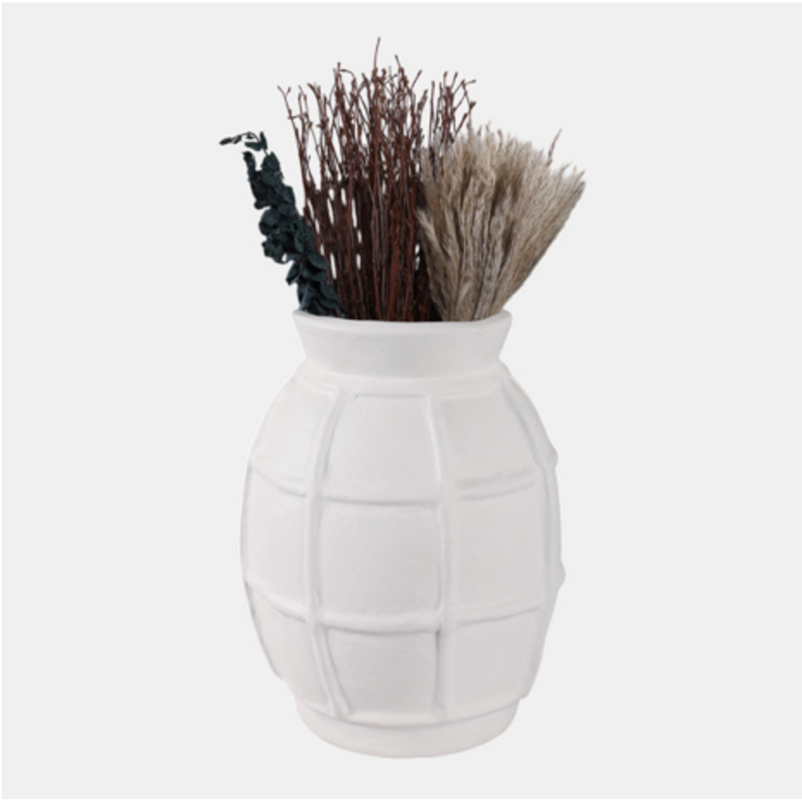 Outside The Box 14" Windowpane Paper Mache Ivory Vase