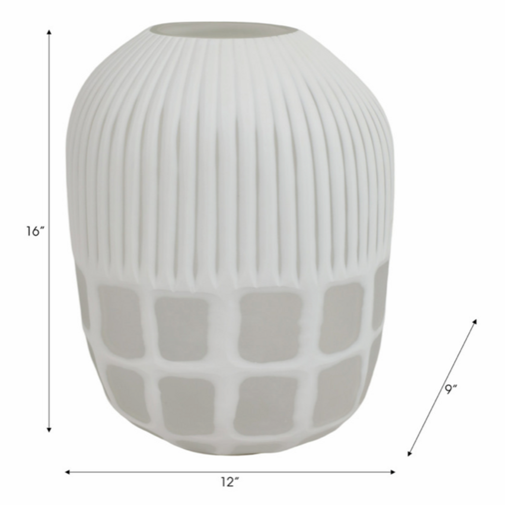Outside The Box 16" Arles White & Frosted Glass Vase