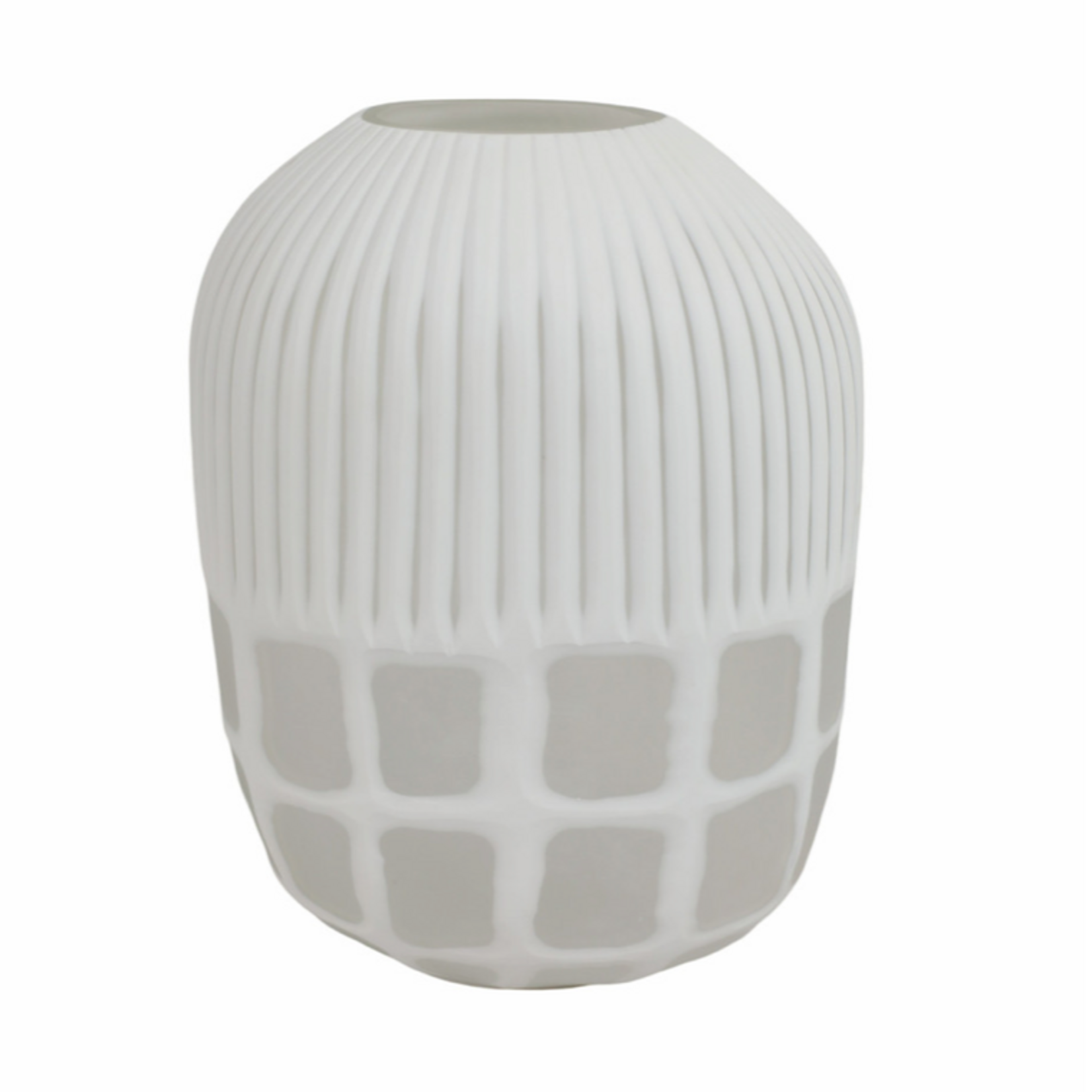 Outside The Box 16" Arles White & Frosted Glass Vase