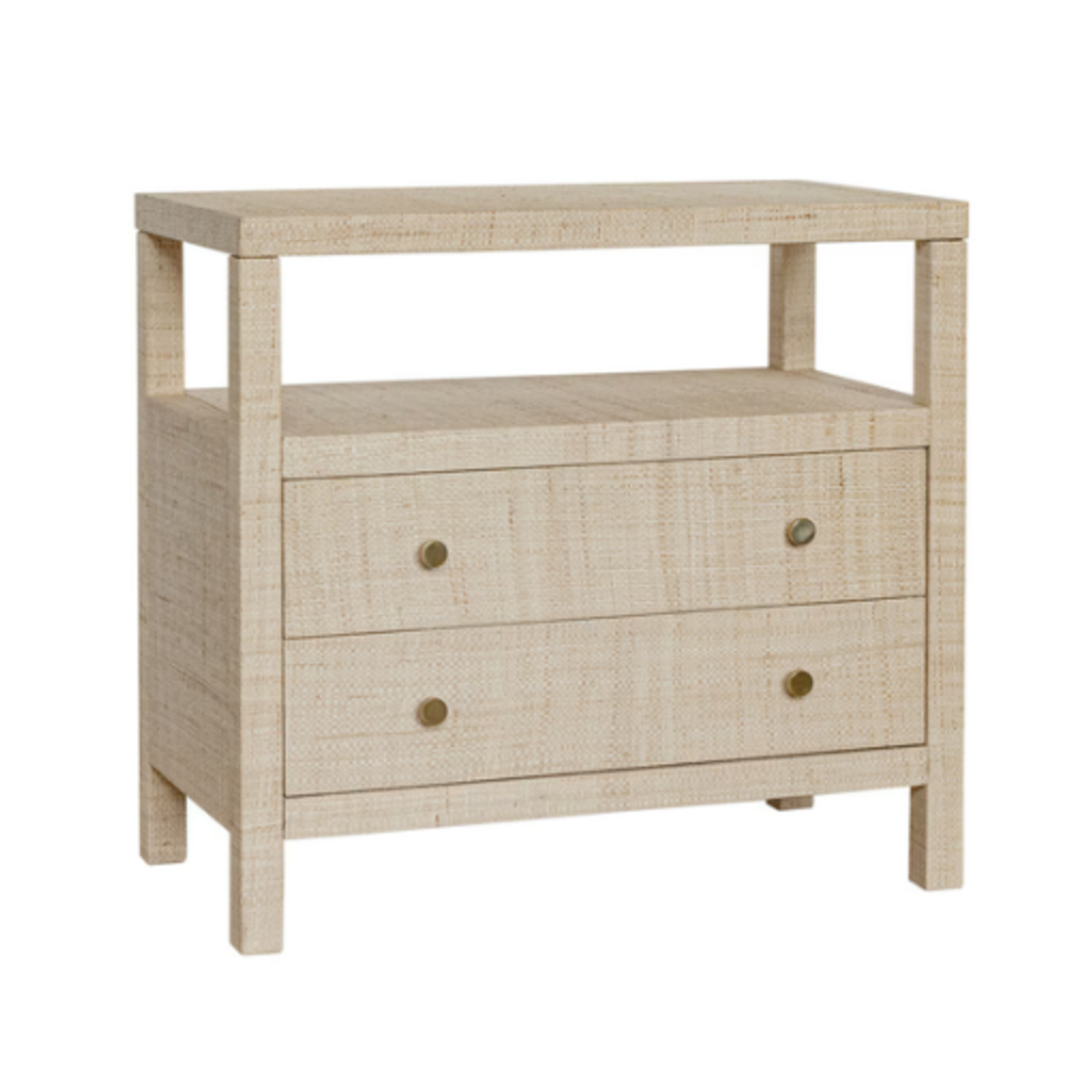 Outside The Box 28x15x26 Set Of 2 Paloma Natural Raffia Wrapped Bayur Wood 2 Drawer Nightstand