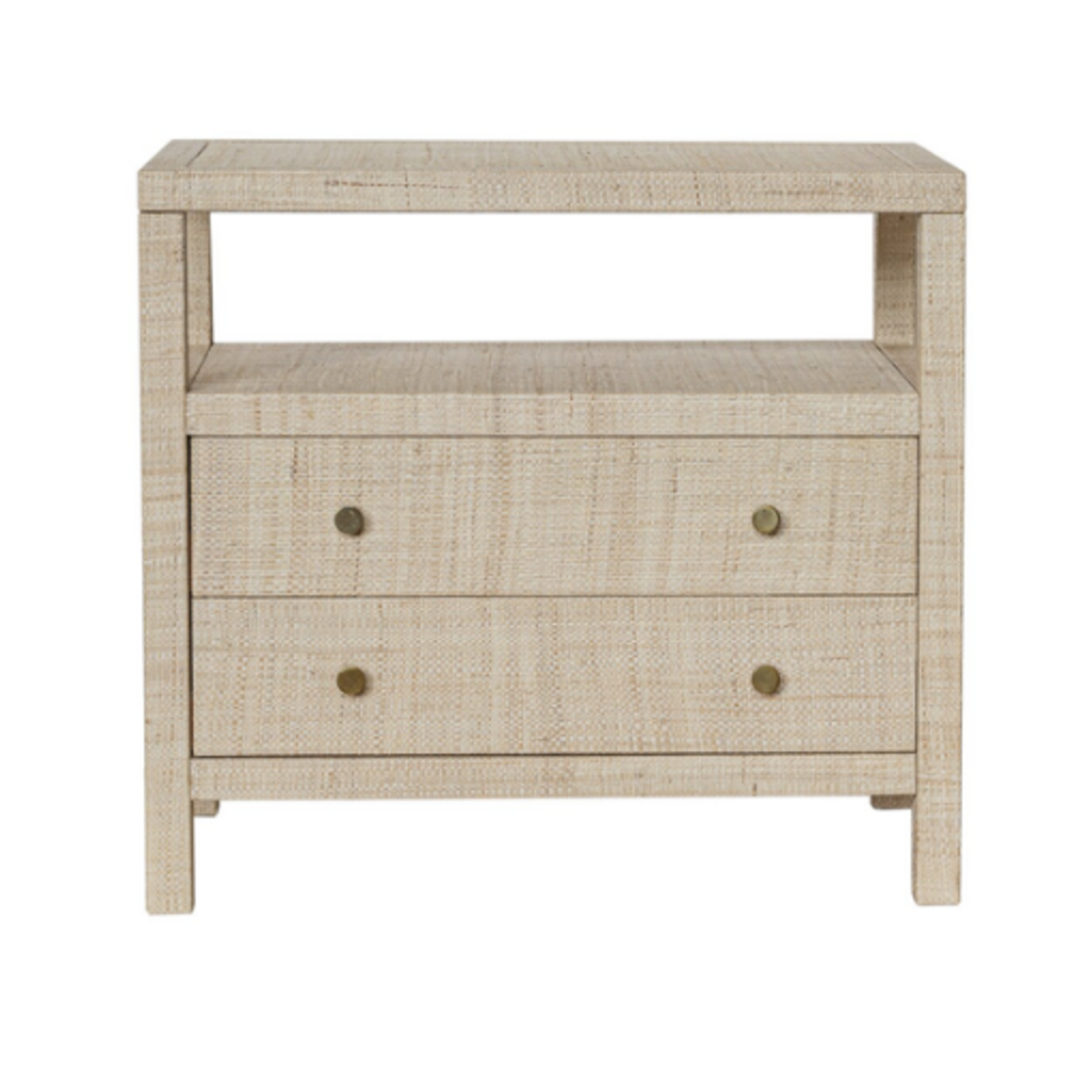 Outside The Box 28x15x26 Set Of 2 Paloma Natural Raffia Wrapped Bayur Wood 2 Drawer Nightstand