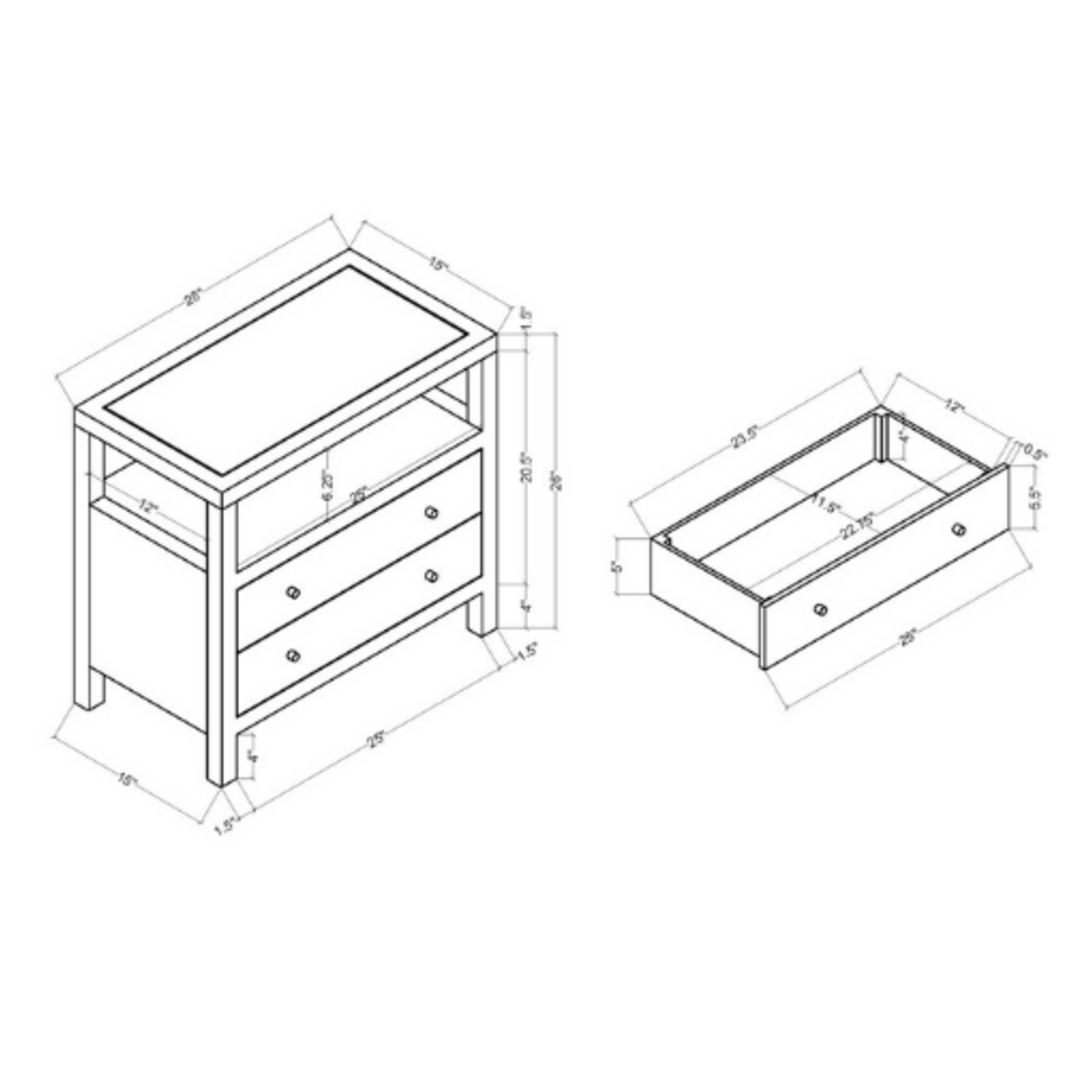 Outside The Box 28x15x26 Set Of 2 Paloma Natural Raffia Wrapped Bayur Wood 2 Drawer Nightstand