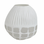Outside The Box 11" Arles White & Frosted Glass Vase