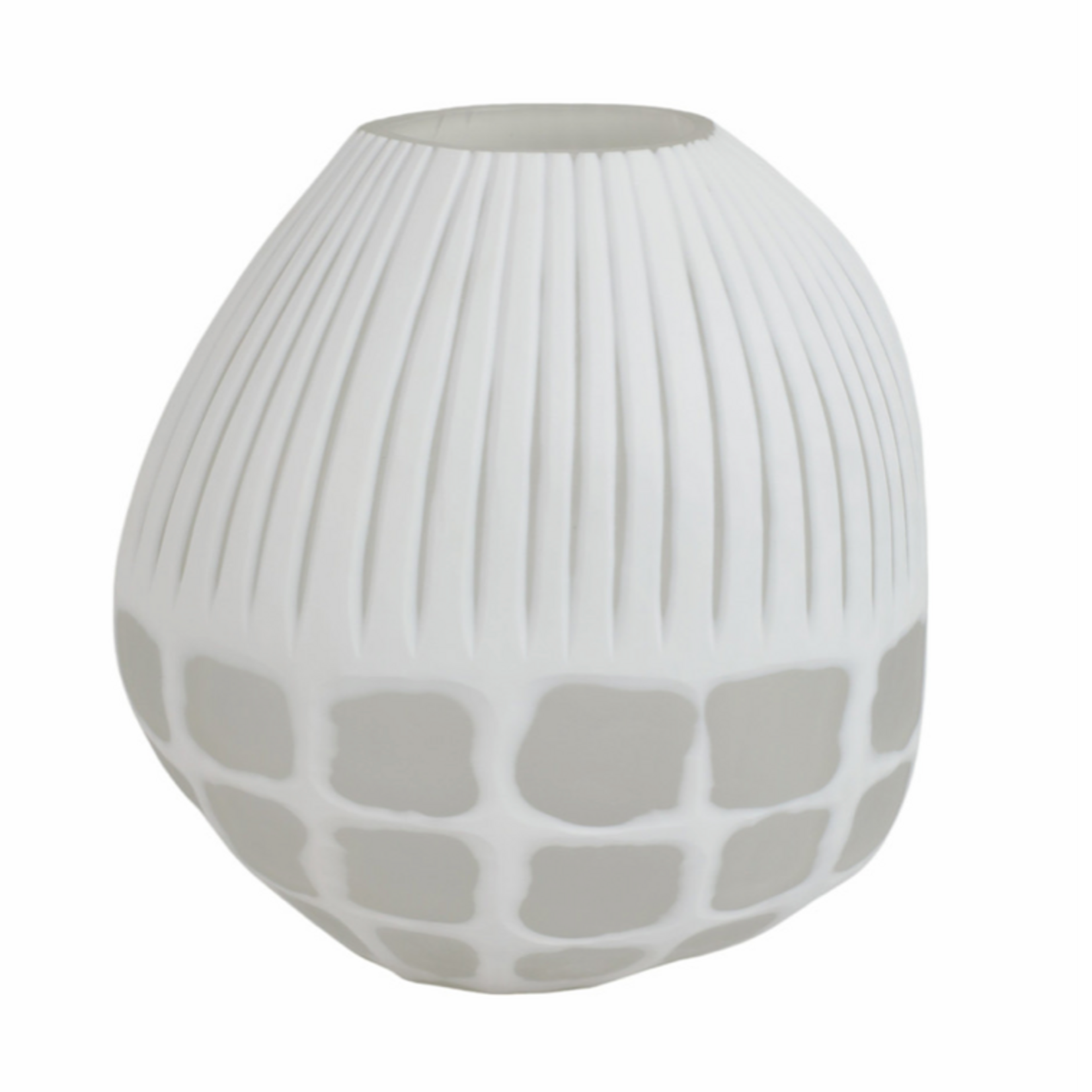 Outside The Box 11" Arles White & Frosted Glass Vase