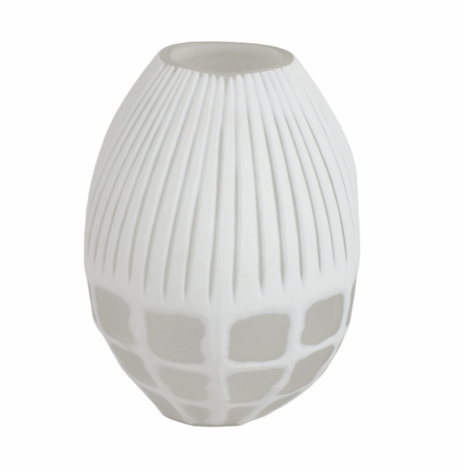 Outside The Box 11" Arles White & Frosted Glass Vase
