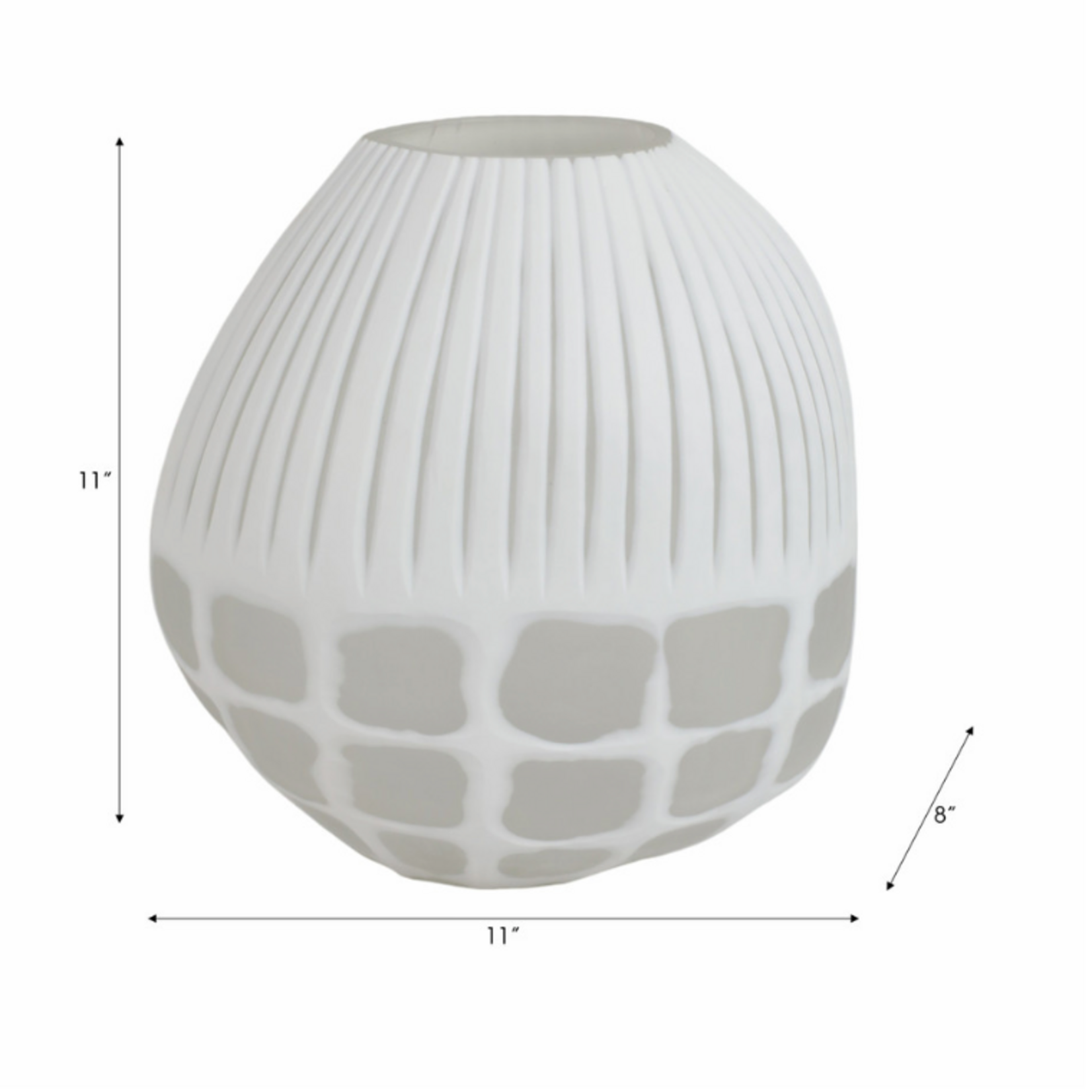 Outside The Box 11" Arles White & Frosted Glass Vase