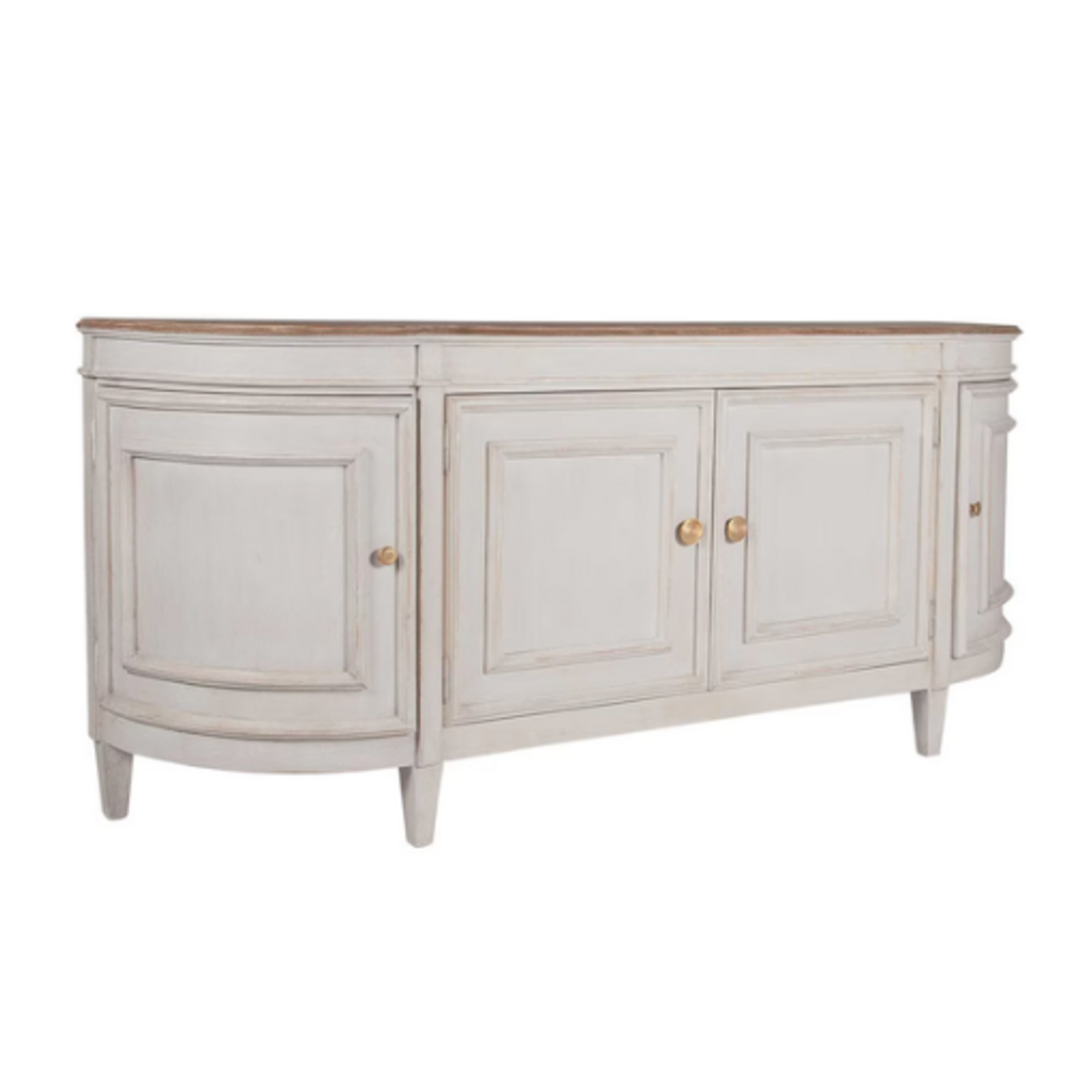 Outside The Box 83x20x35 Claude White Washed Bayur Wood 4 Door Sideboard