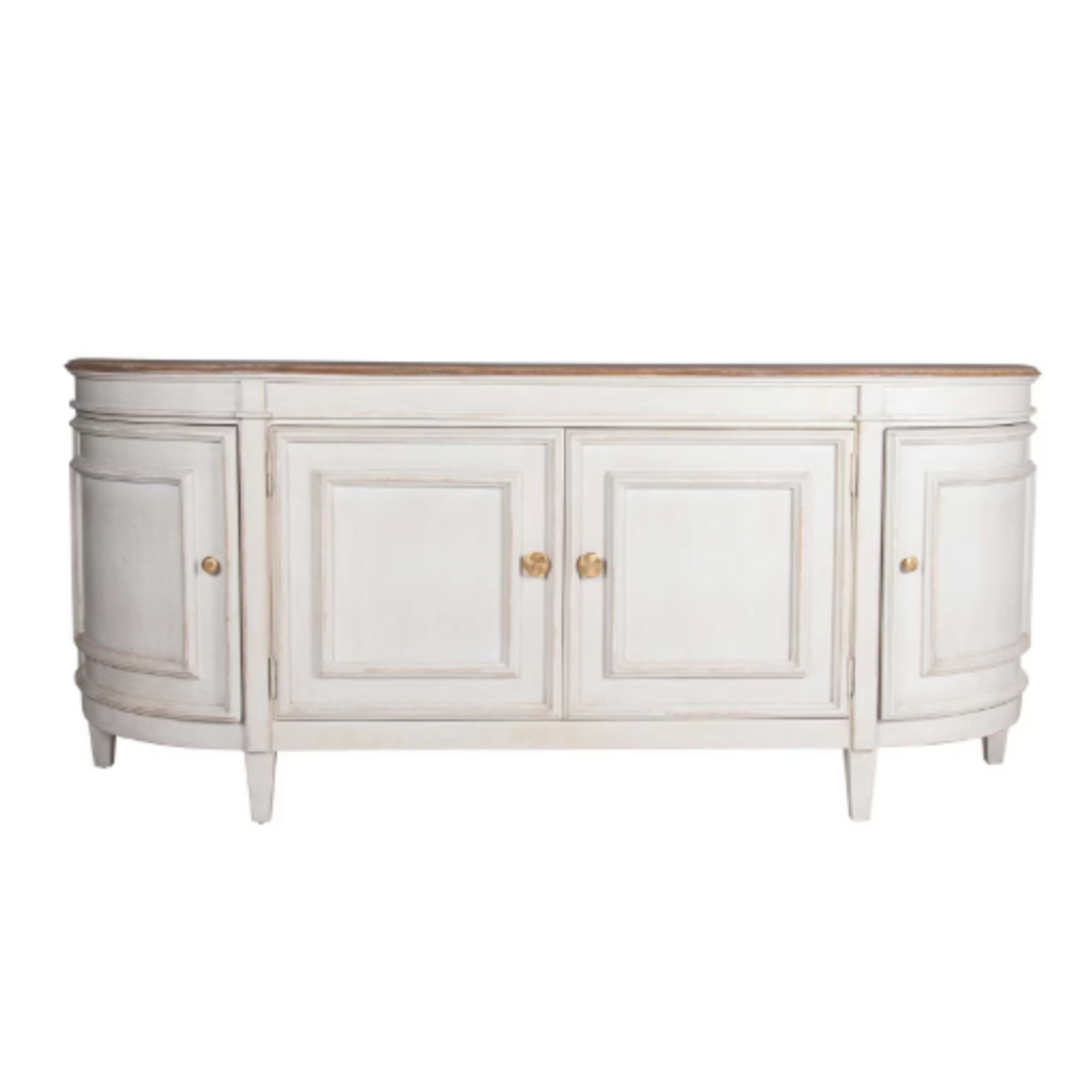 Outside The Box 83x20x35 Claude White Washed Bayur Wood 4 Door Sideboard
