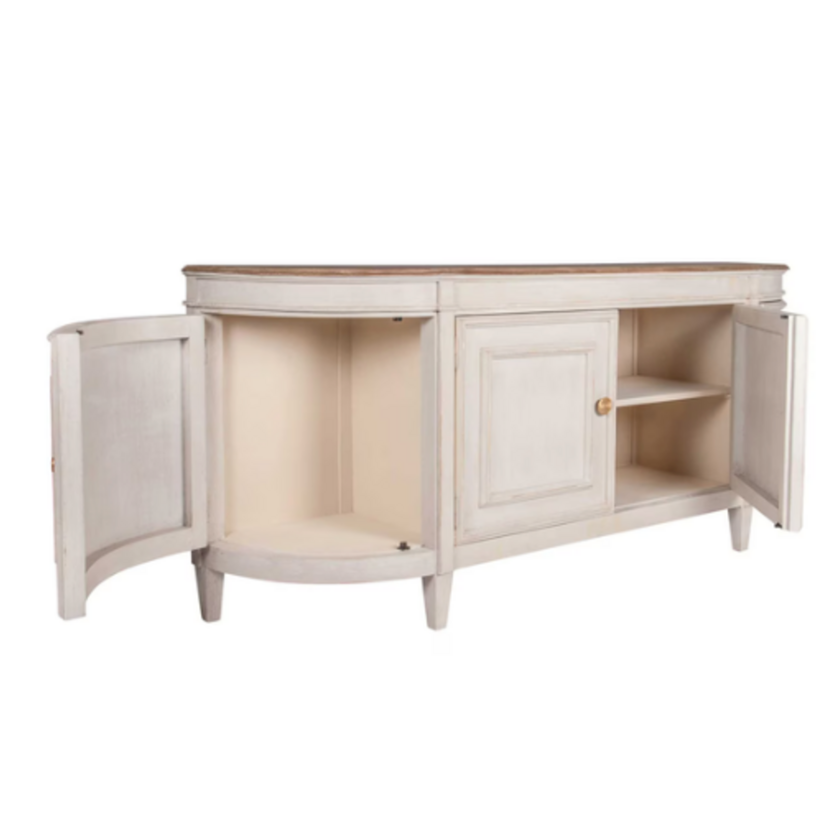 Outside The Box 83x20x35 Claude White Washed Bayur Wood 4 Door Sideboard