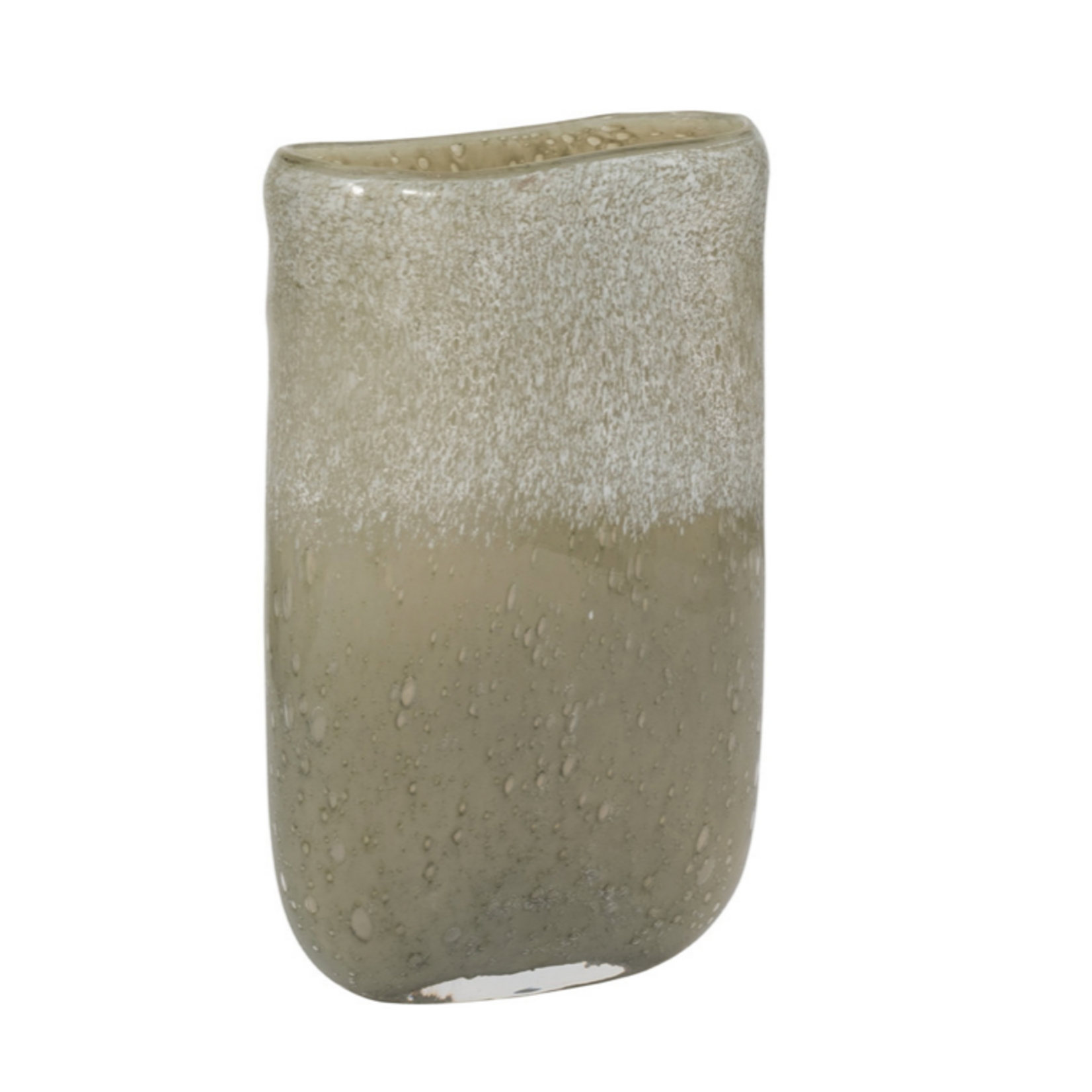 Outside The Box 10" Mia Olive Green & White Frost Glass Vase