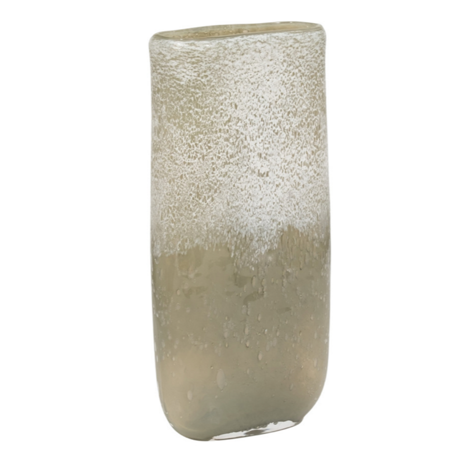 Outside The Box 13" Mia Olive Green & White Frost Glass Vase