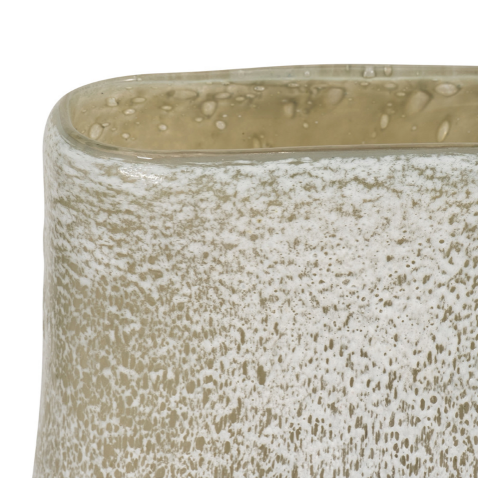 Outside The Box 13" Mia Olive Green & White Frost Glass Vase