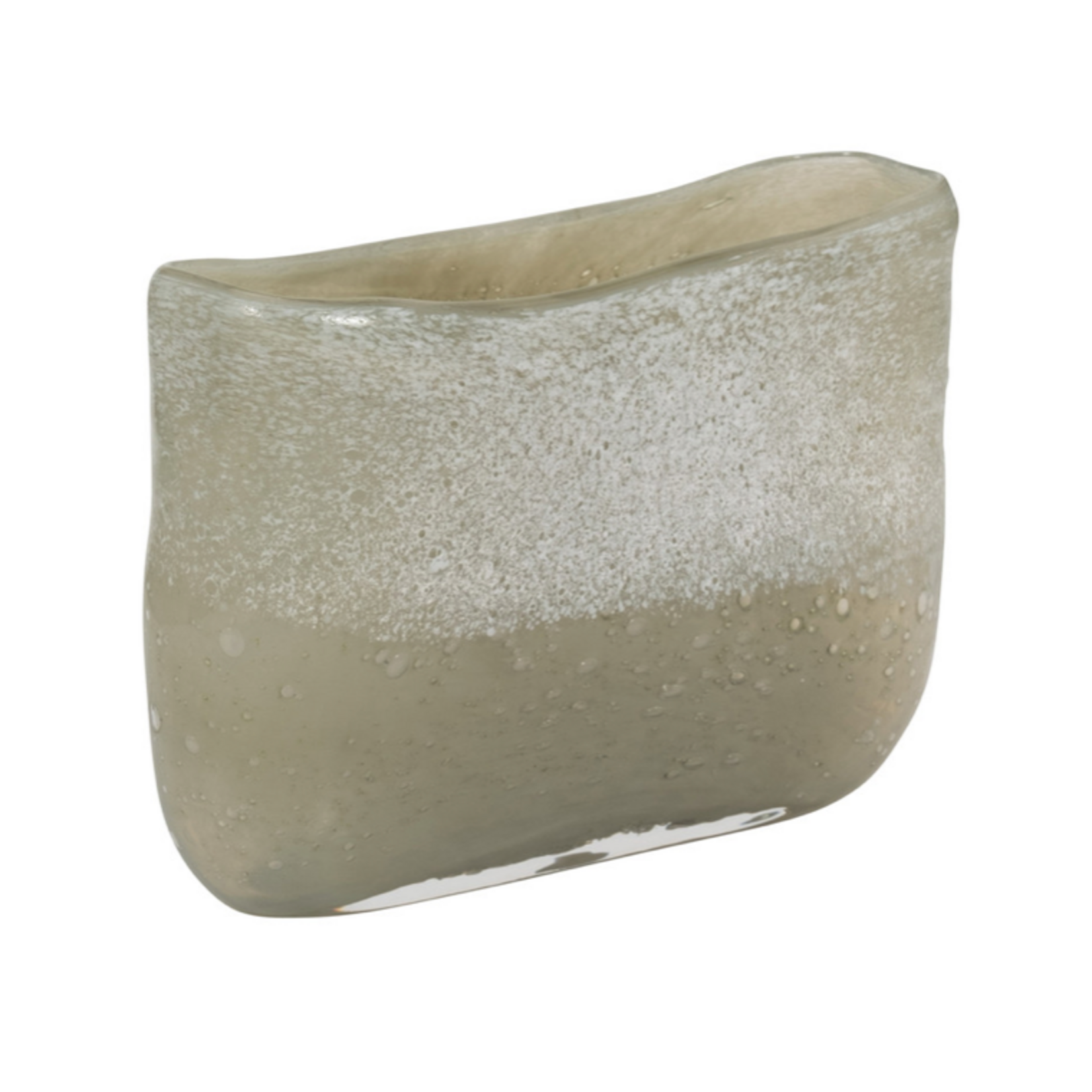 Outside The Box 7" Mia Olive Green & White Frost Glass Vase