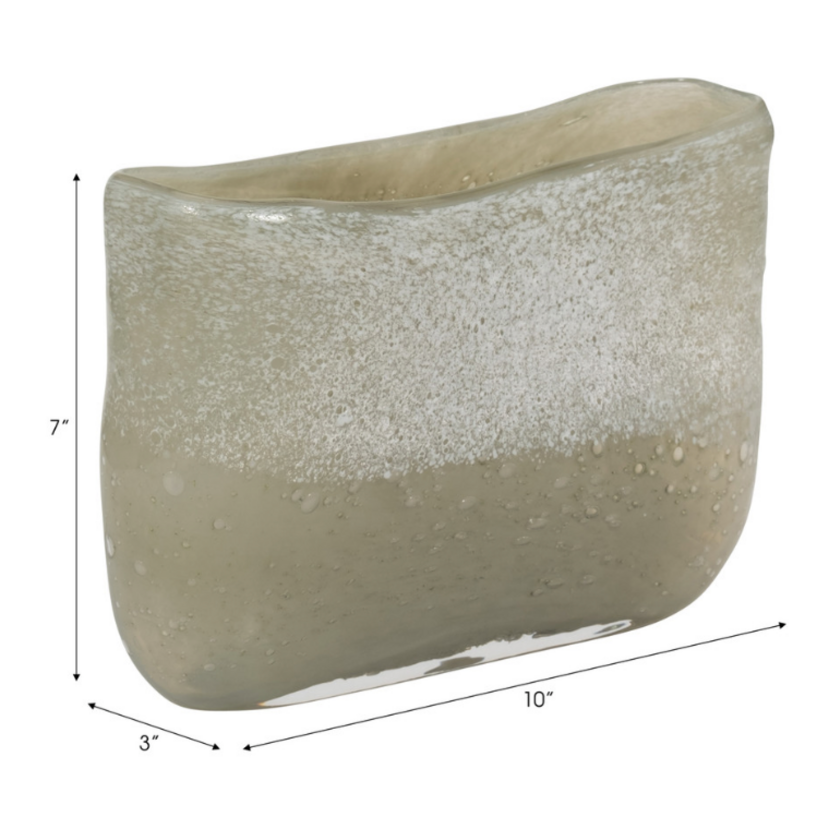 Outside The Box 7" Mia Olive Green & White Frost Glass Vase