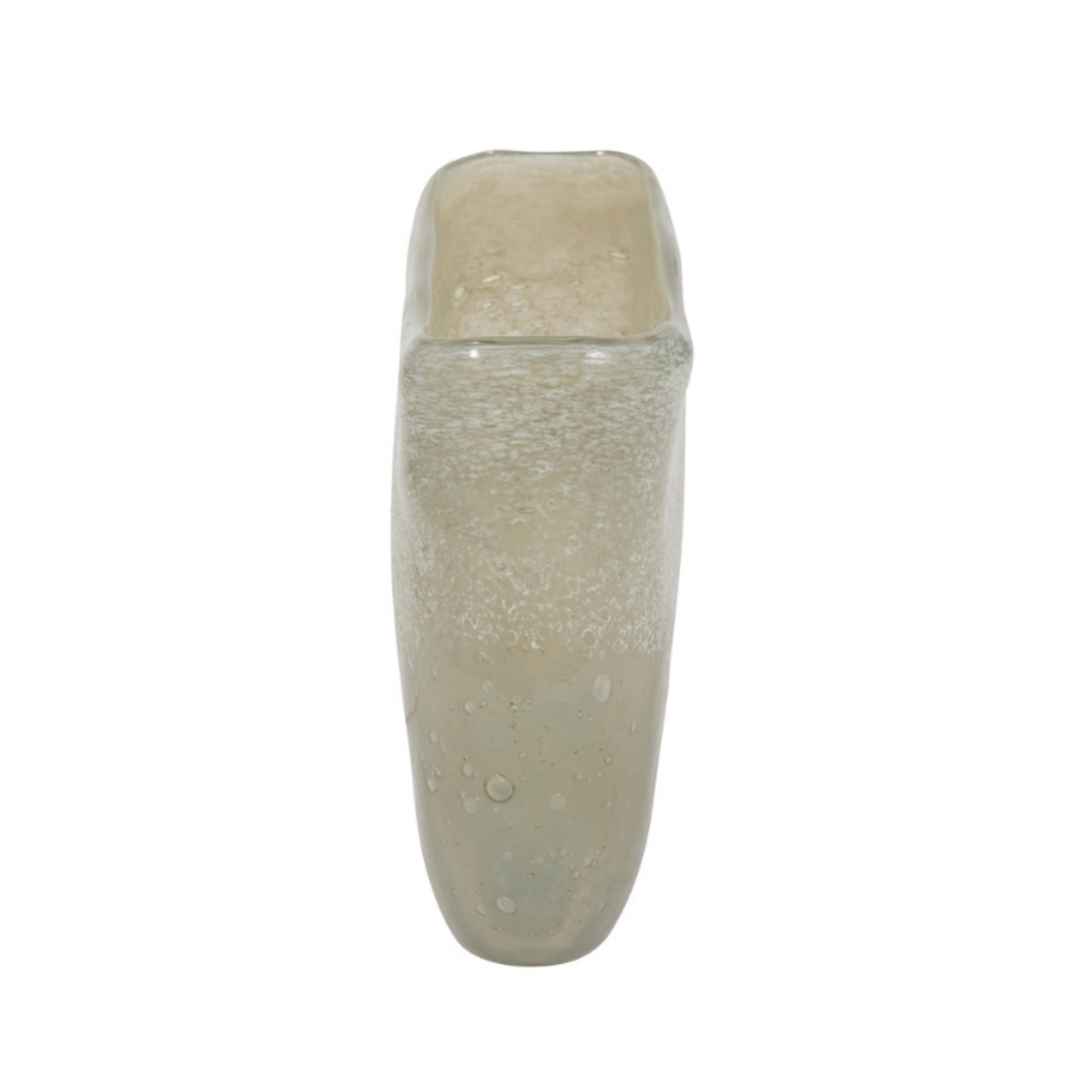 Outside The Box 7" Mia Olive Green & White Frost Glass Vase