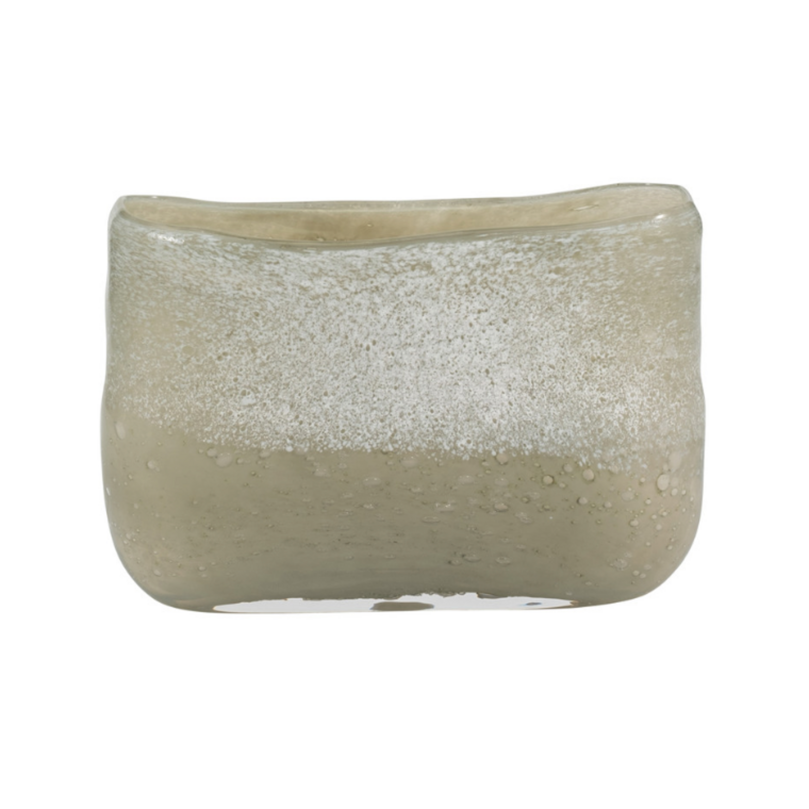 Outside The Box 7" Mia Olive Green & White Frost Glass Vase