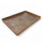Outside The Box 24x16 Antique Brass Floral Embossed Metal Rectangular Tray
