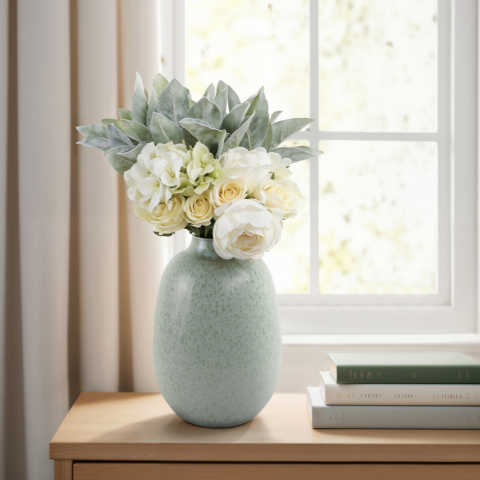 Outside The Box 12" Coimbra Portugal Green Ceramic Vase