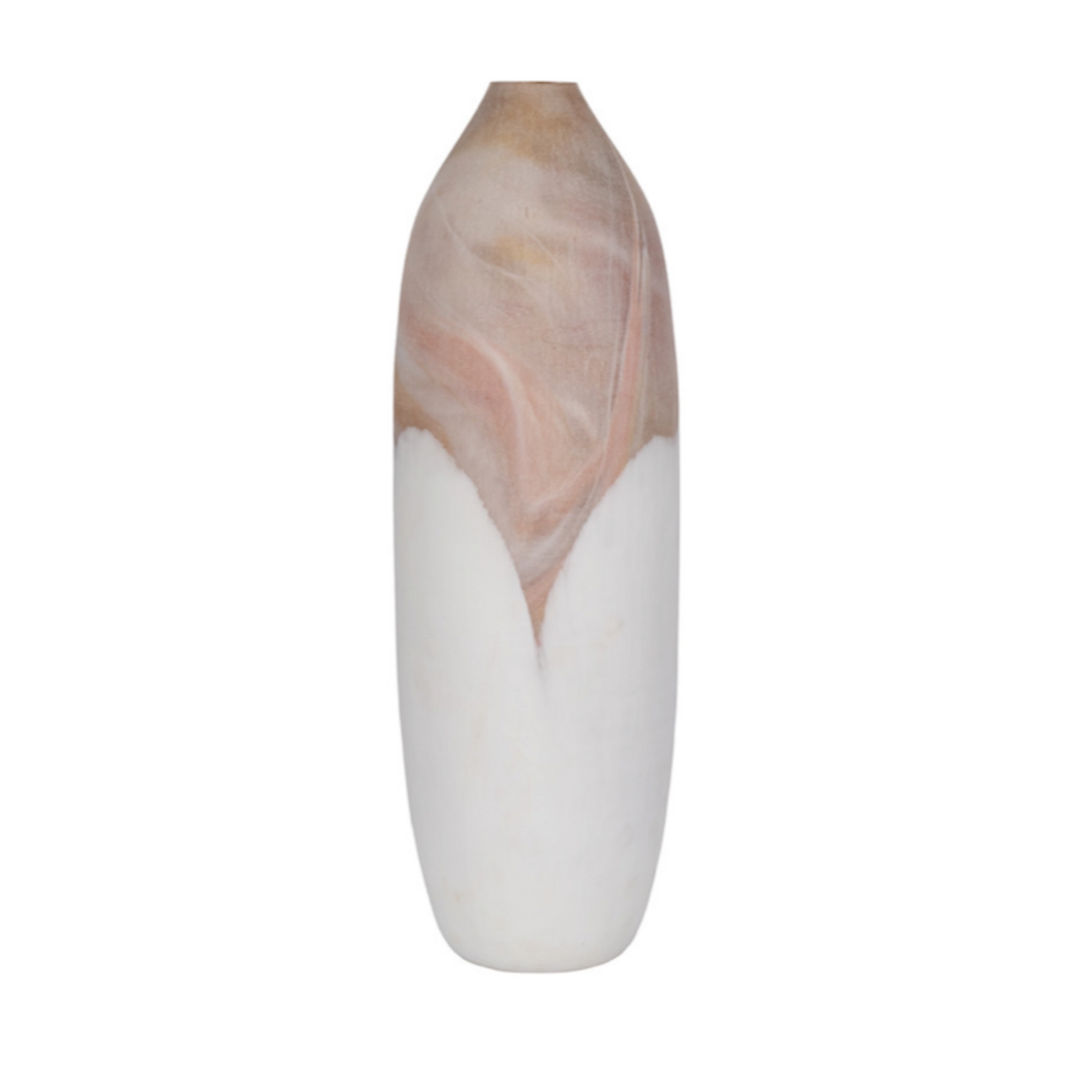 Outside The Box 24" Helvig Sand Marble & White Glass Vase