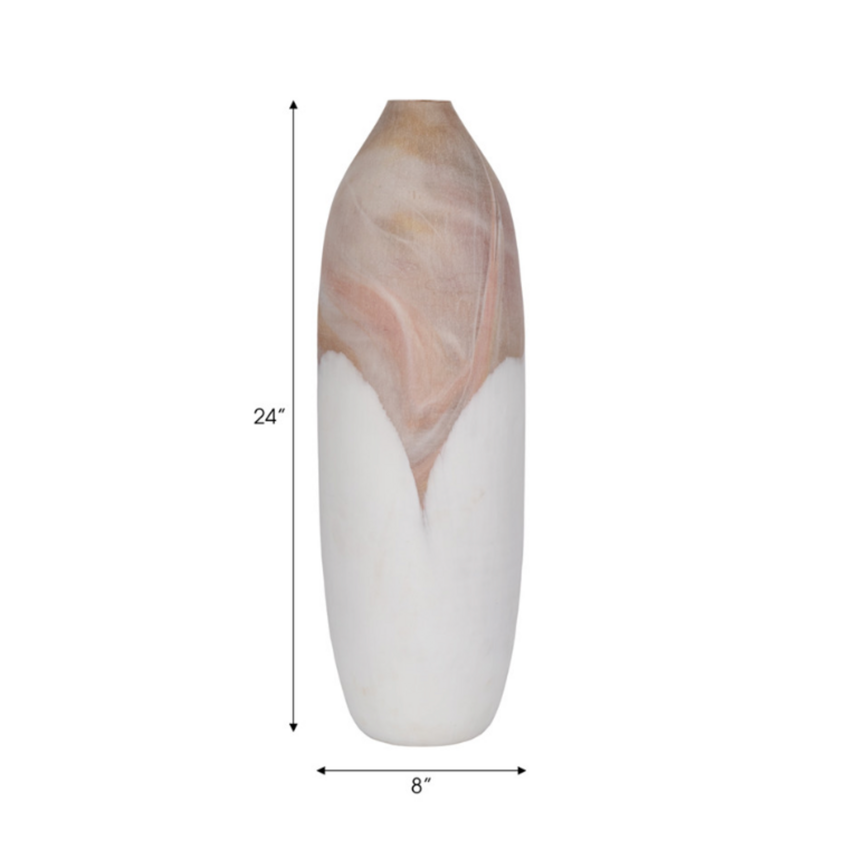 Outside The Box 24" Helvig Sand Marble & White Glass Vase