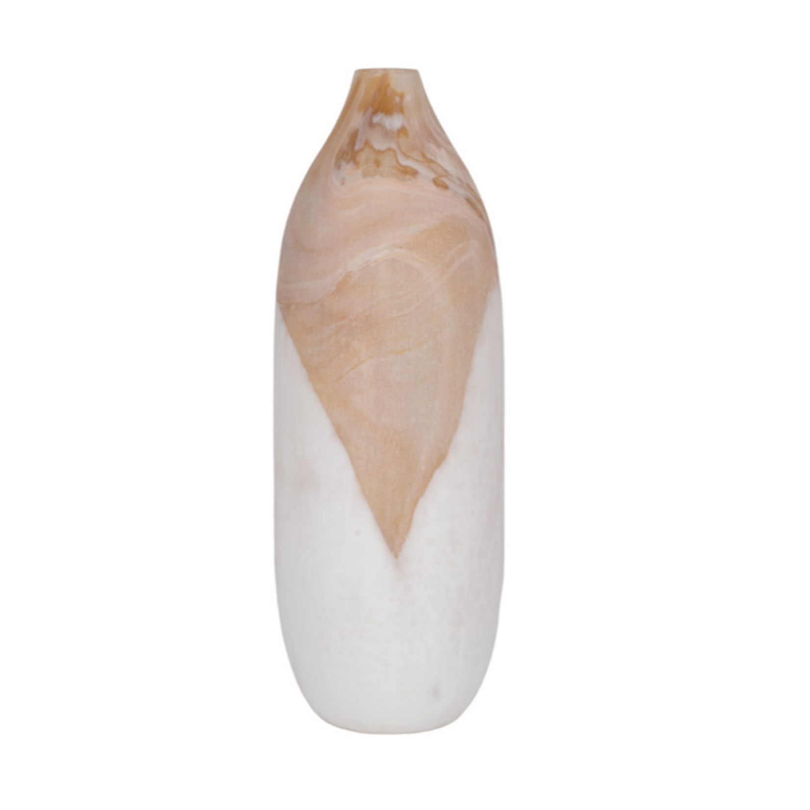 Outside The Box 19" Helvig Sand Marble & White Glass Vase