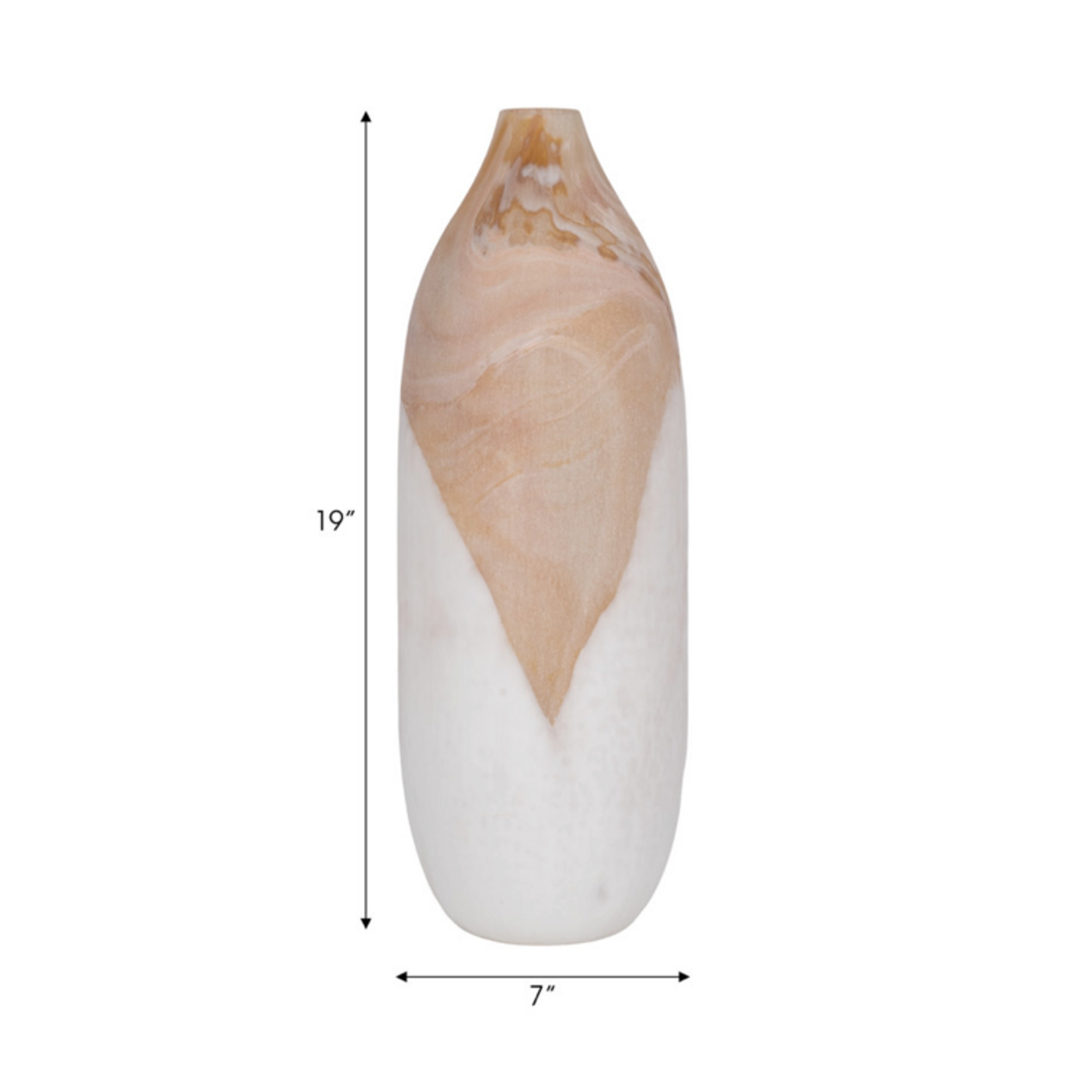 Outside The Box 19" Helvig Sand Marble & White Glass Vase