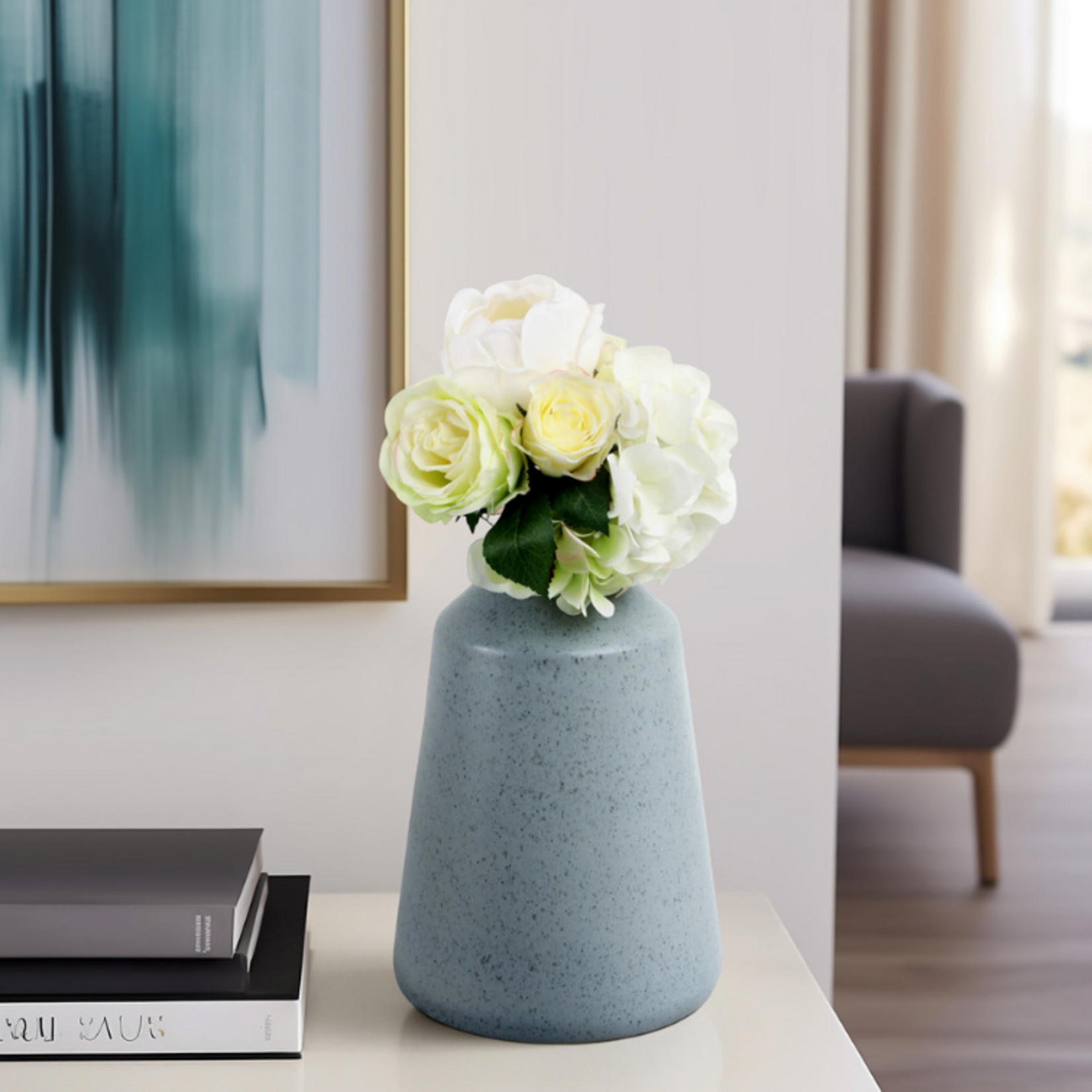 Outside The Box 12" Comporta Portugal Green Ceramic Vase